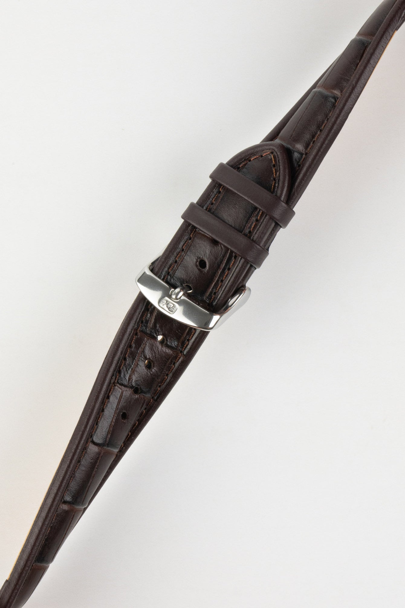 Di-Modell IMPERATOR Waterproof Alligator-Embossed Calfskin Watch Strap in BROWN