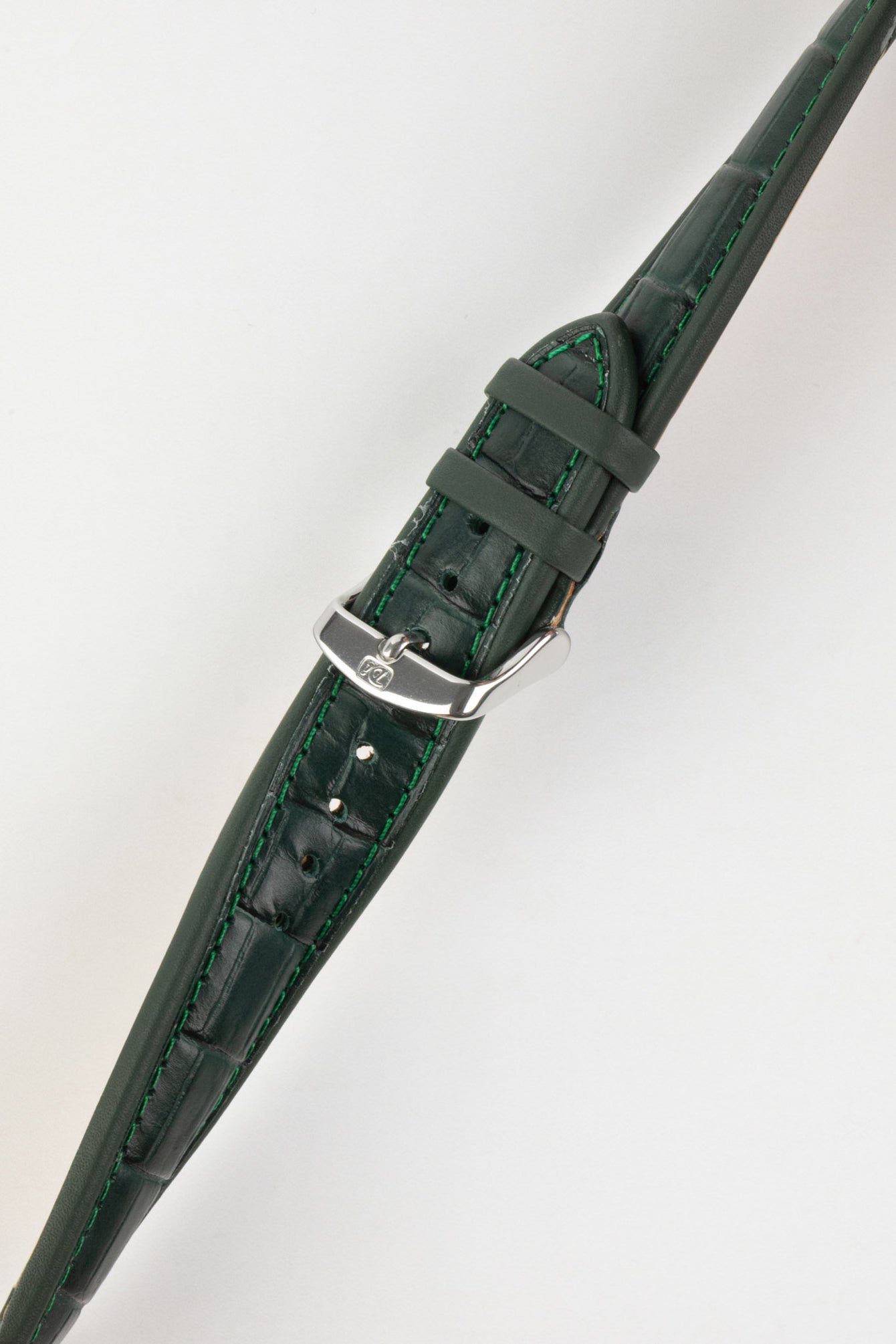 Di-Modell IMPERATOR Waterproof Alligator-Embossed Calfskin Watch Strap in DARK GREEN