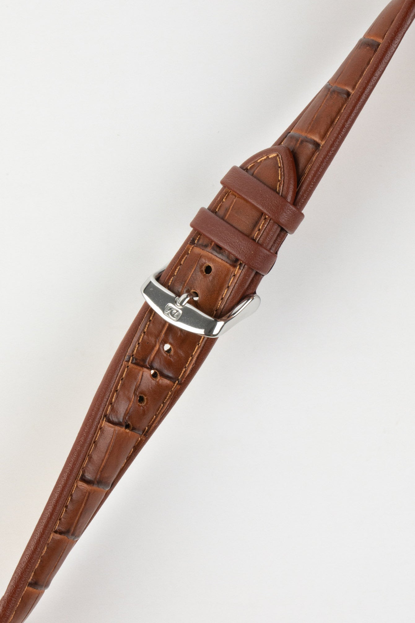 Di-Modell IMPERATOR Waterproof Alligator-Embossed Calfskin Watch Strap in GOLD BROWN