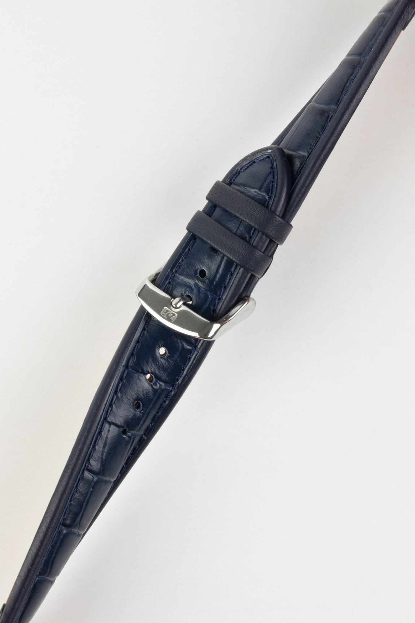 Di-Modell IMPERATOR Waterproof Alligator-Embossed Calfskin Watch Strap in NAVY BLUE