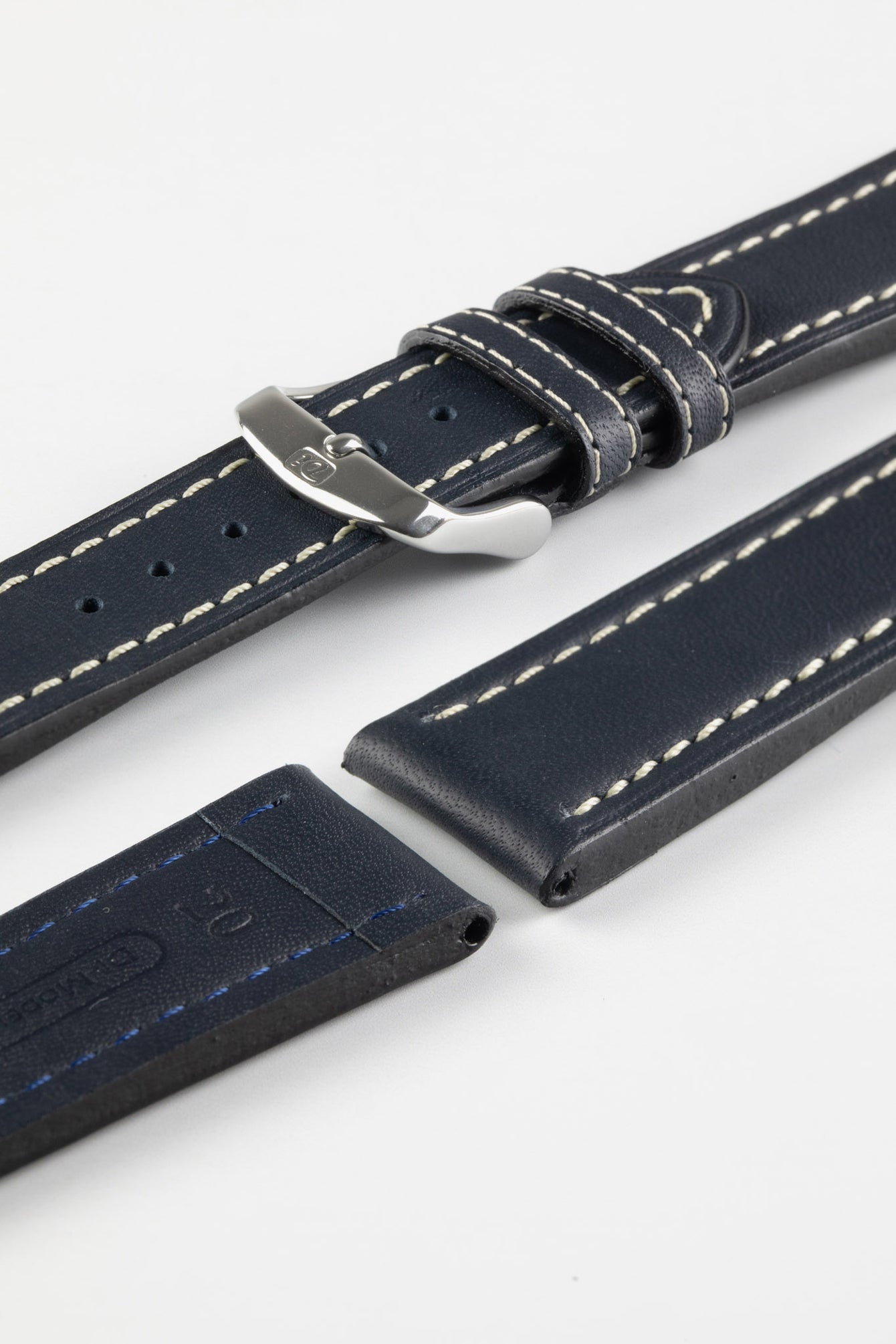 Di-Modell JUMBO Calf Leather Watch Strap in BLUE