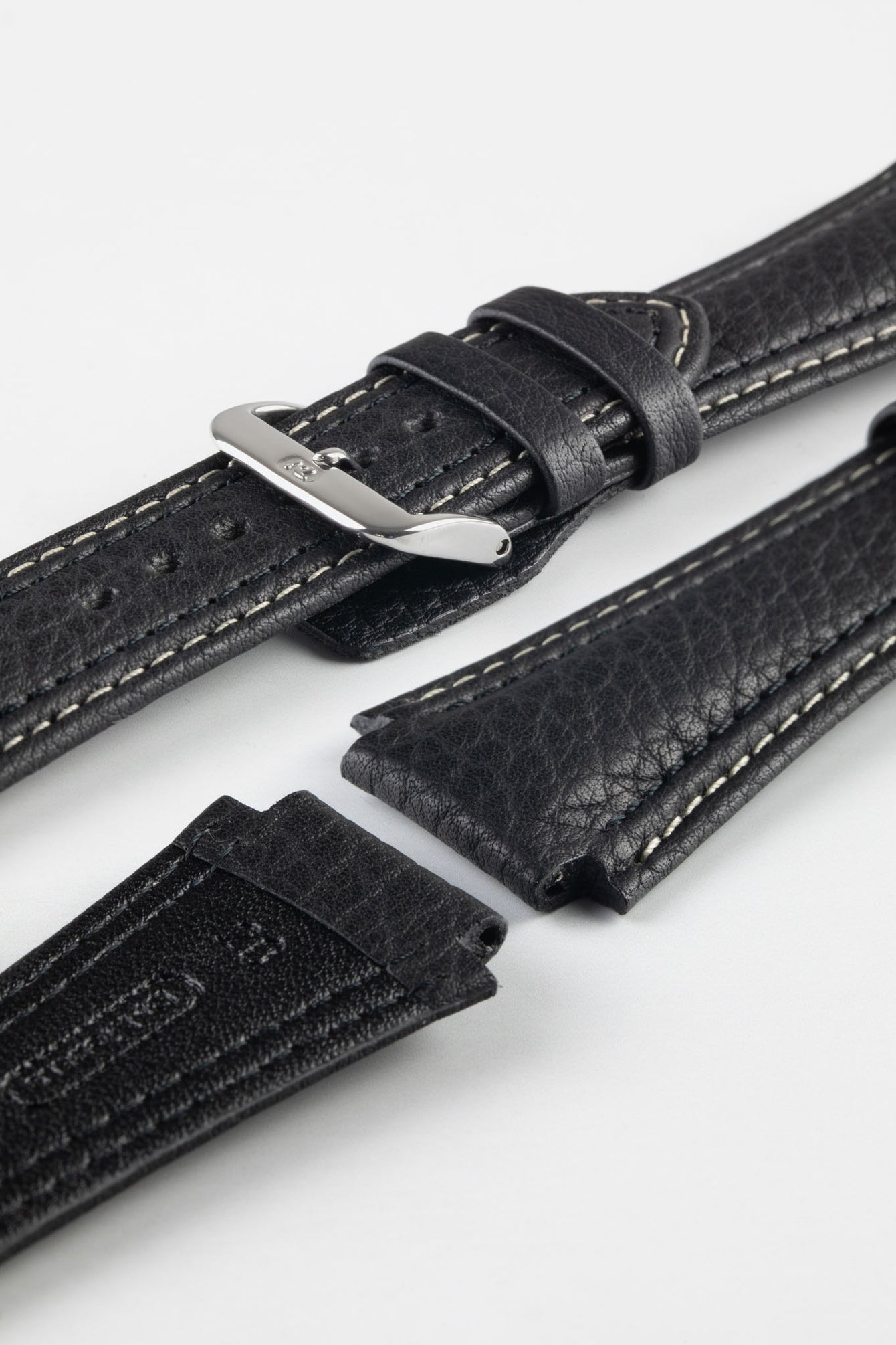 Di-Modell PILOT Waterproof Leather Watch Strap in BLACK