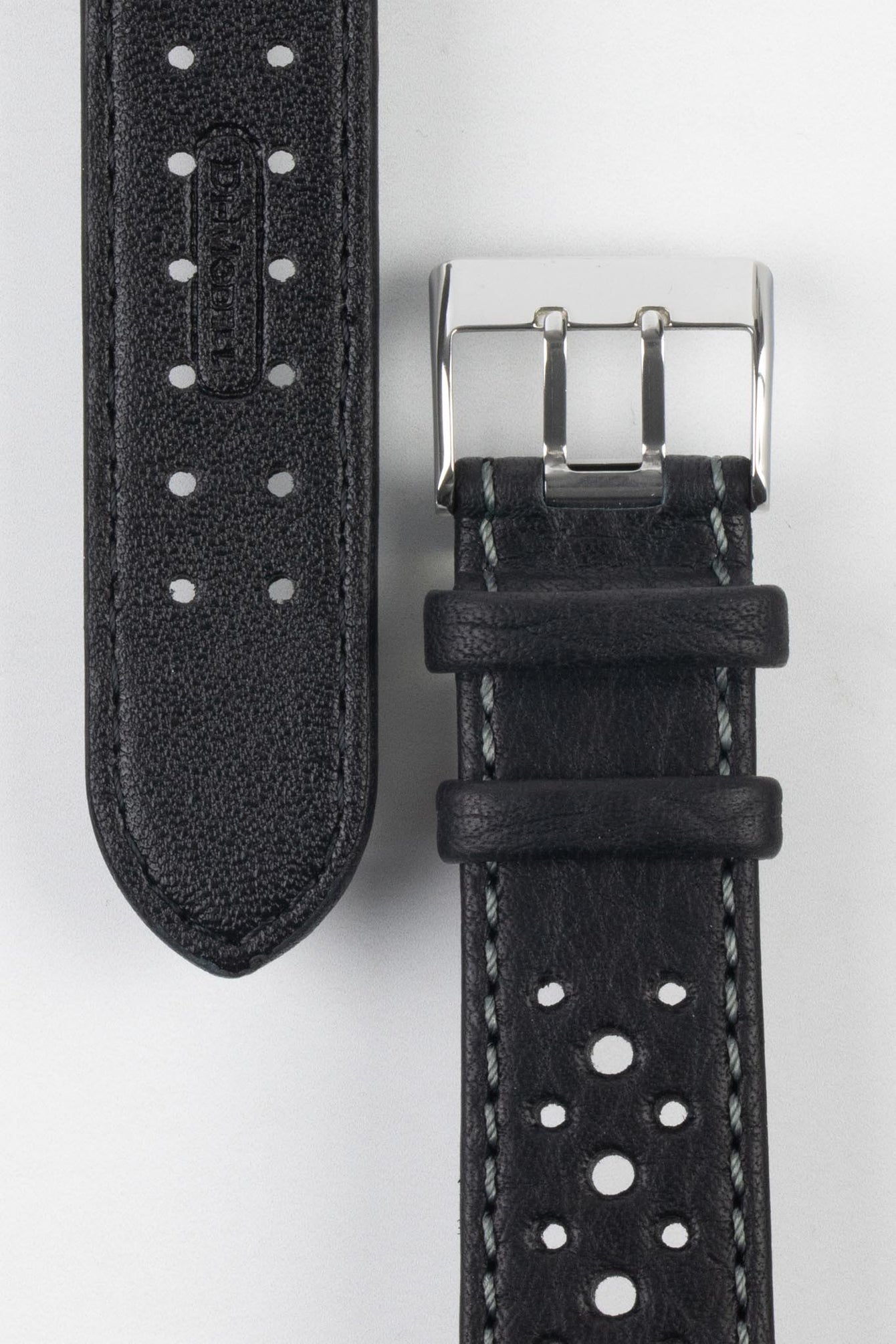 Di-Modell RALLYE Waterproof Sport Leather Watch Strap in BLACK