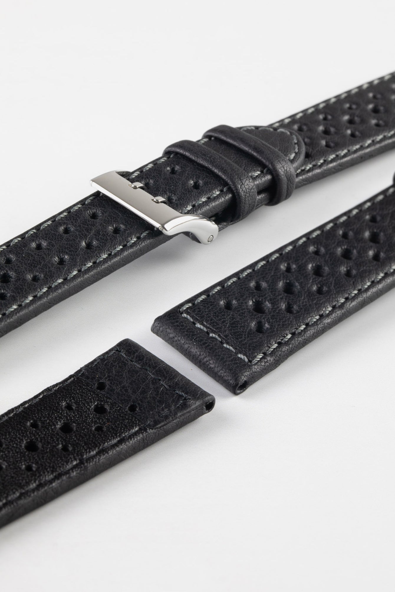 Di-Modell RALLYE Waterproof Sport Leather Watch Strap in BLACK