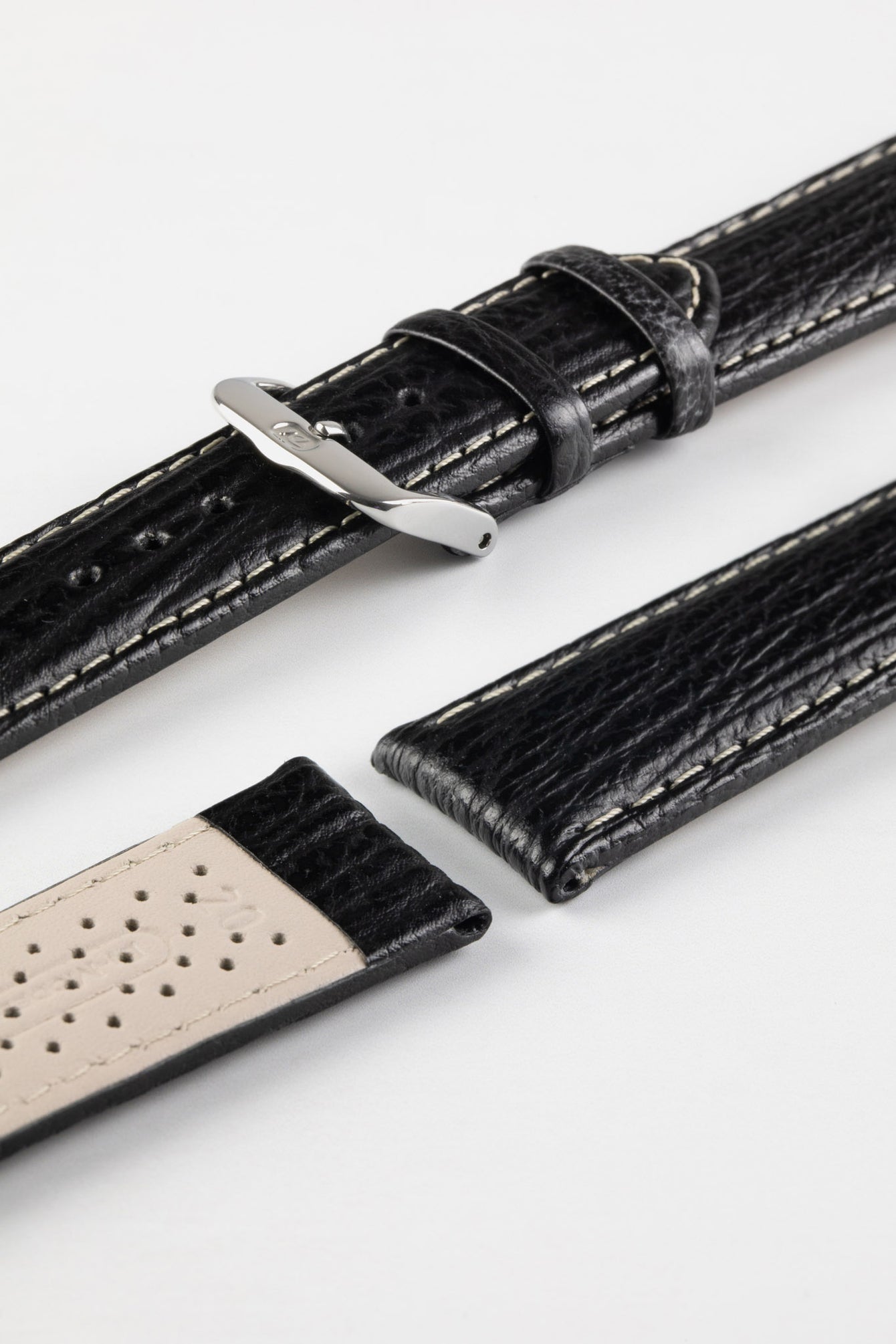 Di-Modell SHARKSKIN Waterproof Leather Watch Strap in BLACK