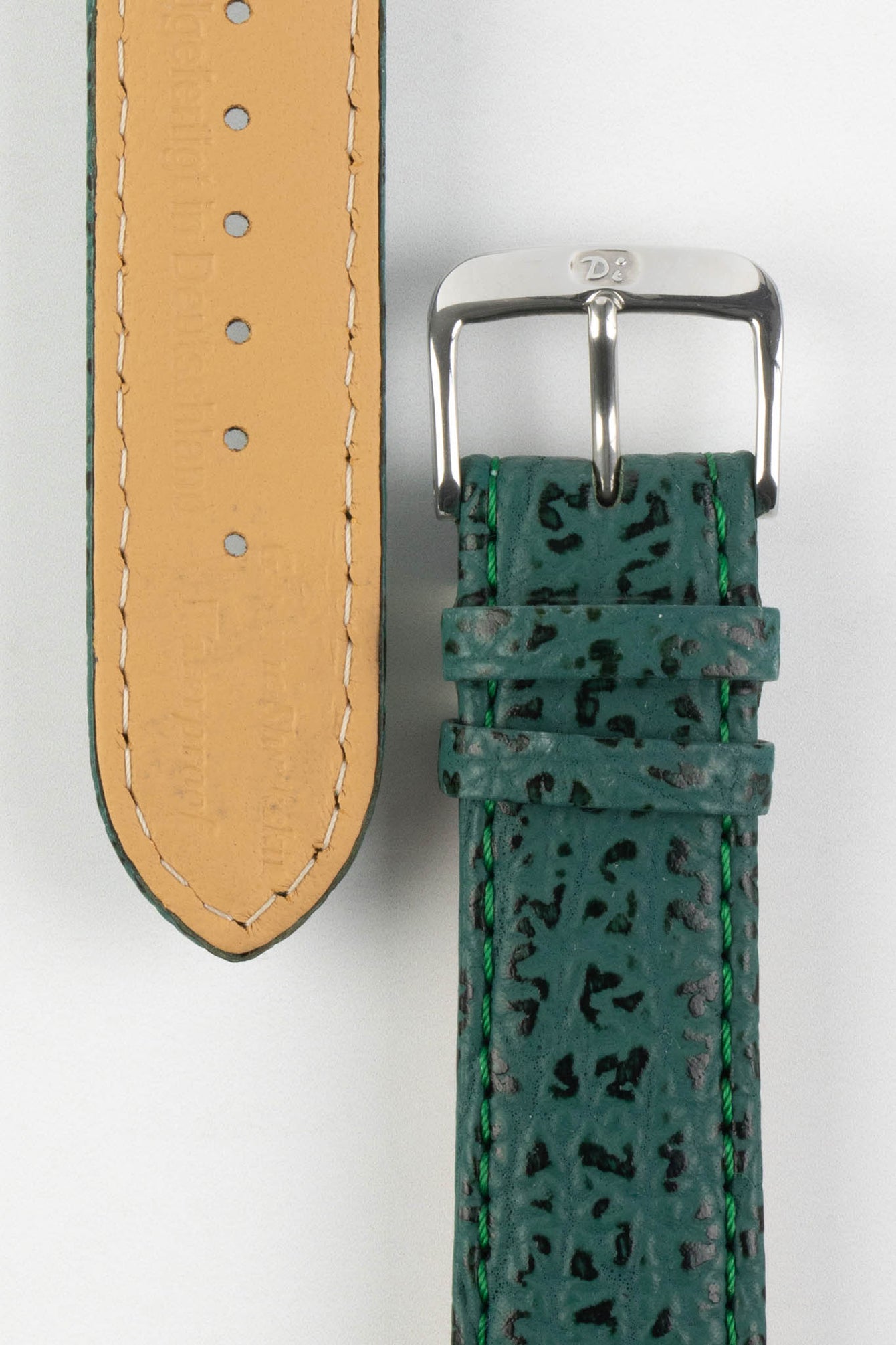 Di-Modell SHARKSKIN Waterproof Leather Watch Strap in GREEN