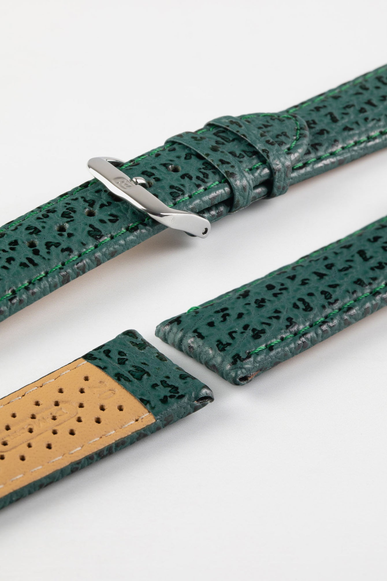 Di-Modell SHARKSKIN Waterproof Leather Watch Strap in GREEN