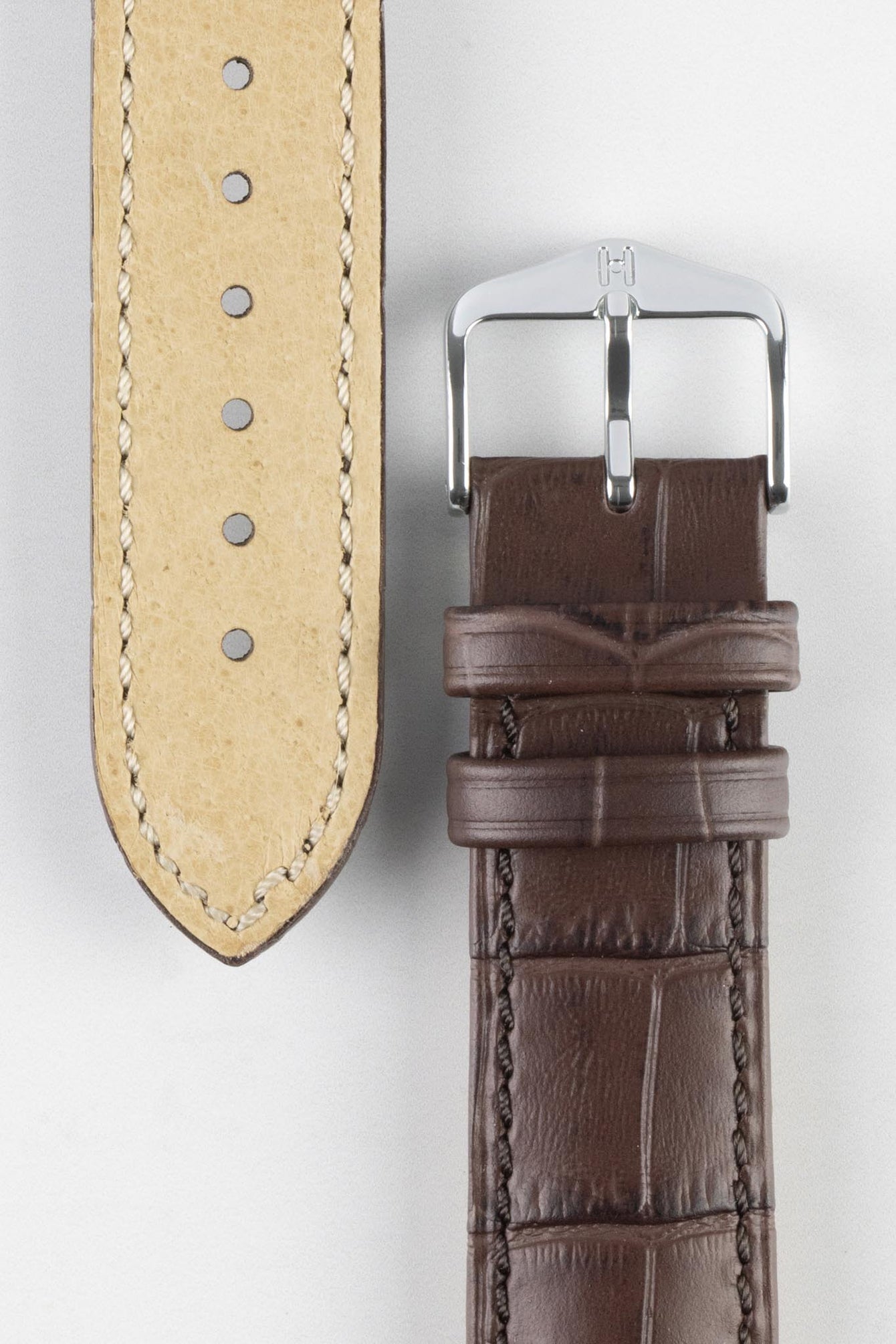 Hirsch DUKE Brown Quick-Release Alligator Embossed Leather Watch Strap