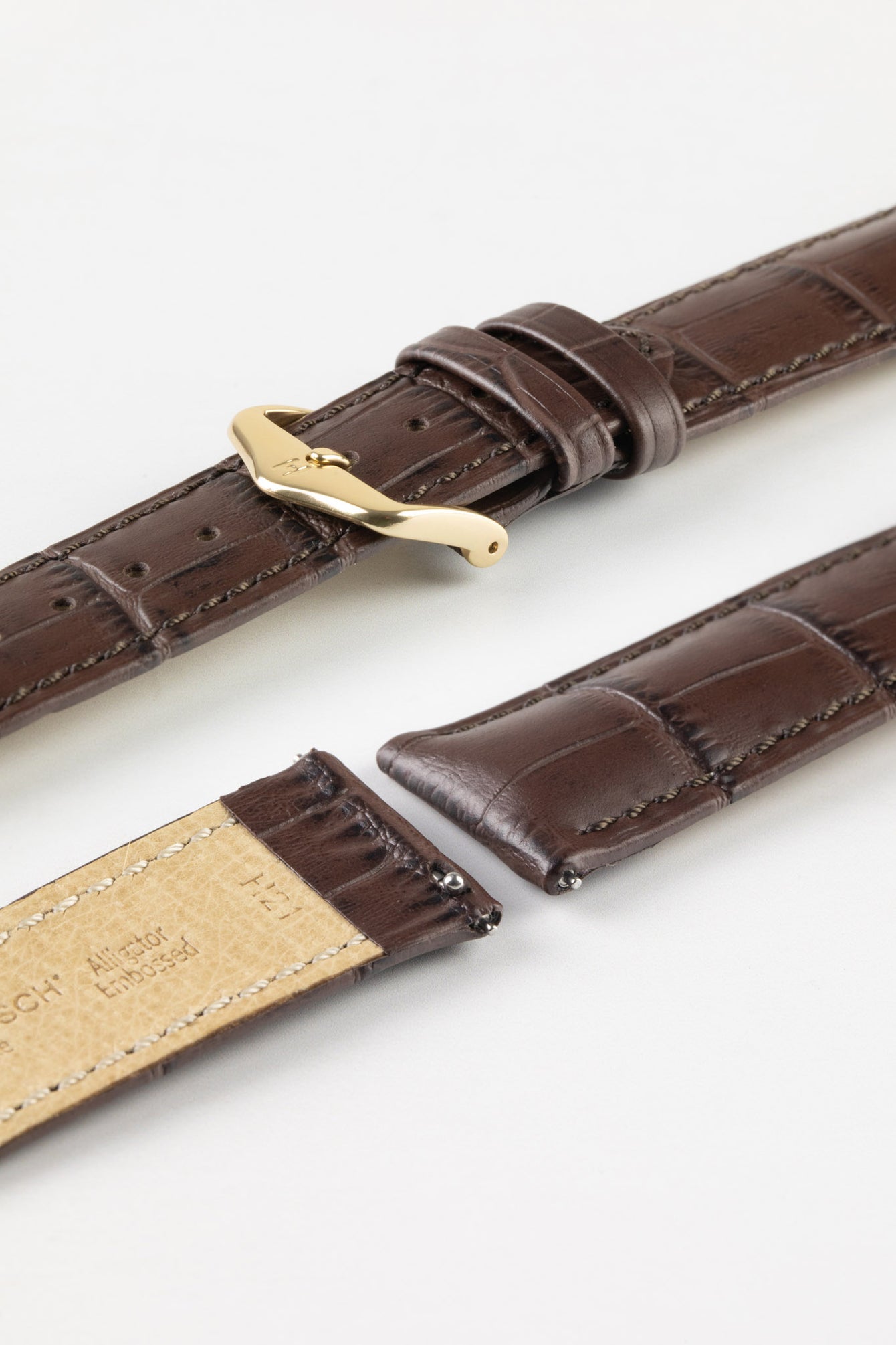 Hirsch DUKE Brown Quick-Release Alligator Embossed Leather Watch Strap