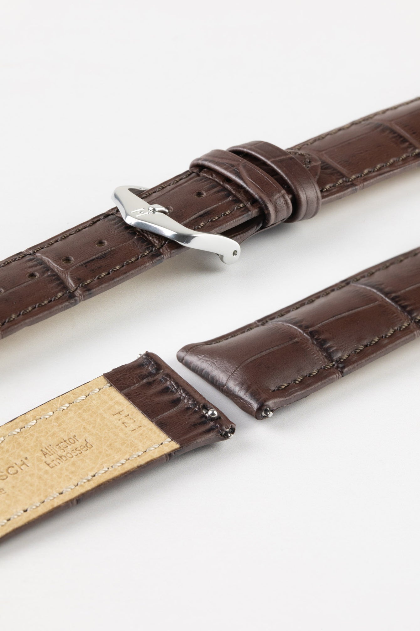 Hirsch DUKE Brown Quick-Release Alligator Embossed Leather Watch Strap