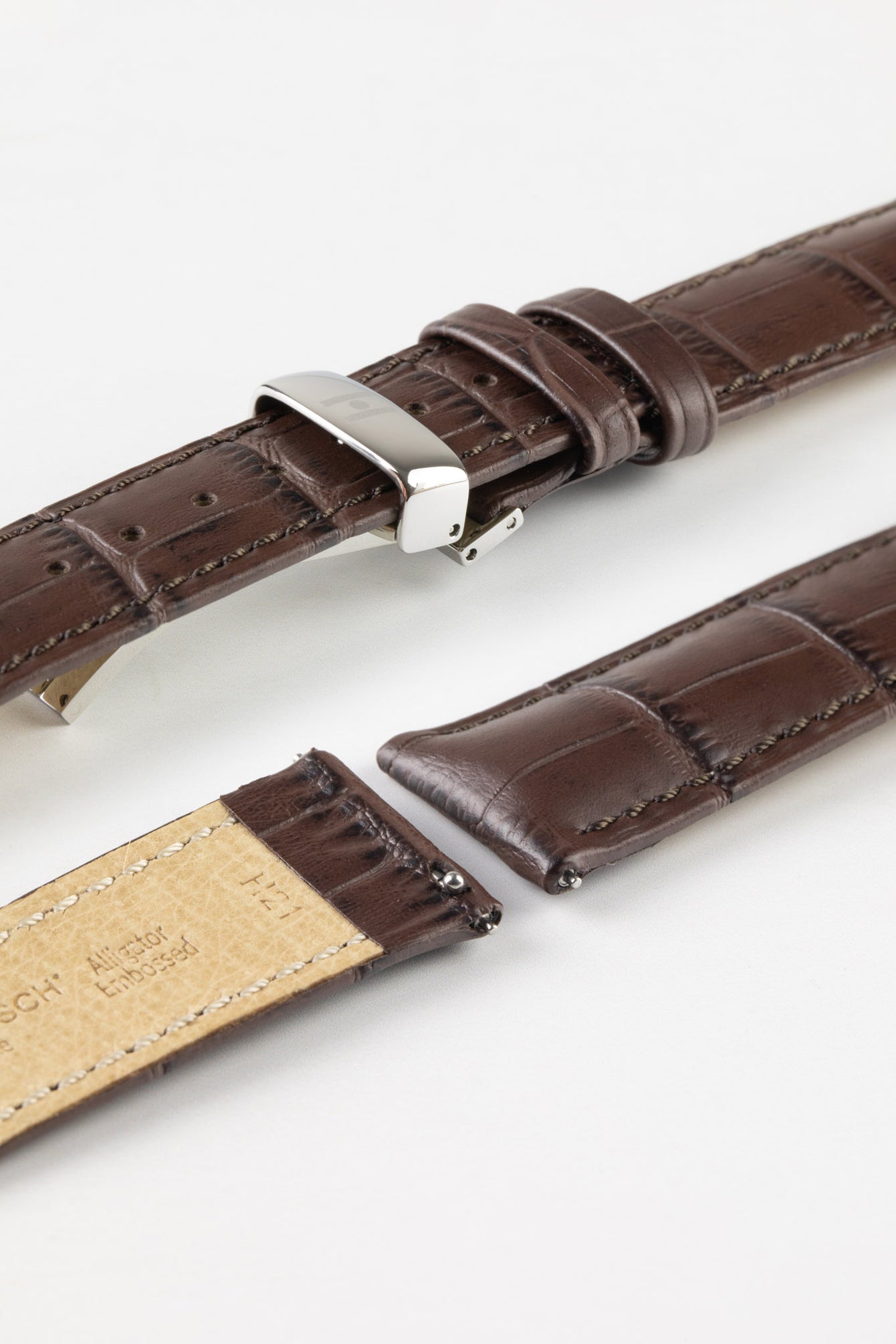 Hirsch DUKE Brown Quick-Release Alligator Embossed Leather Watch Strap