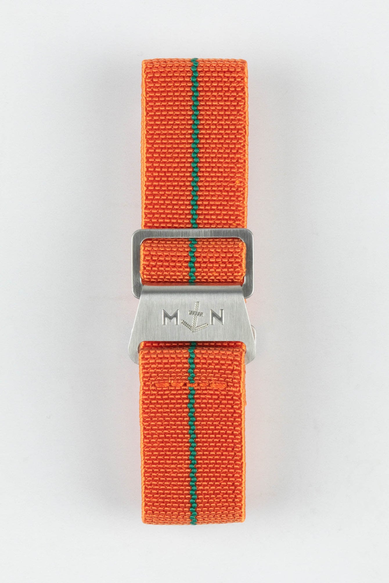 Erika's Originals ORANGE MN™ Strap with GREEN Centerline - BRUSHED Hardware