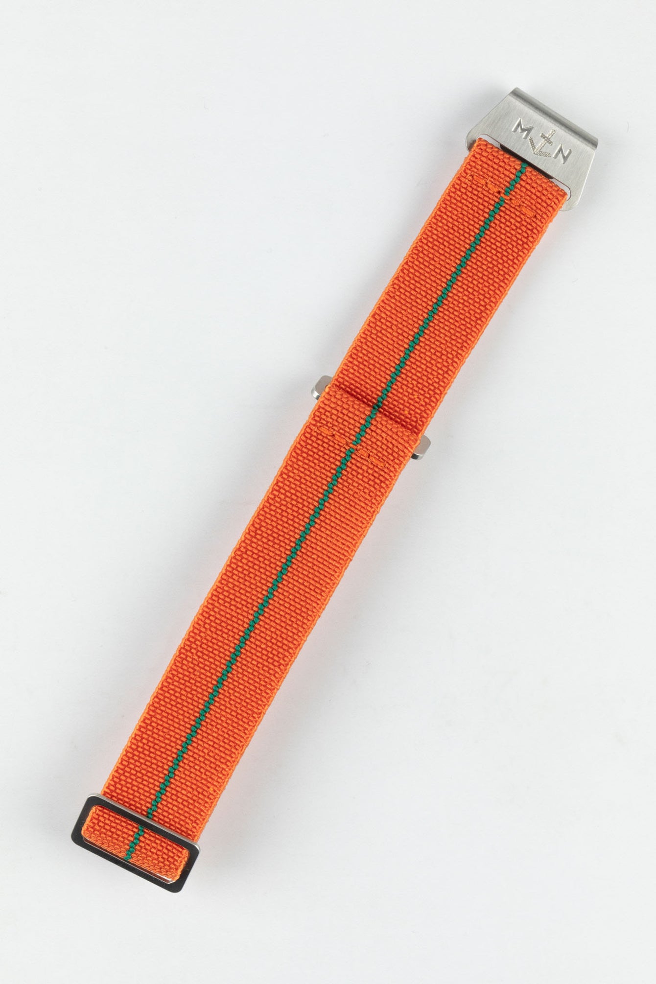 Erika's Originals ORANGE MN™ Strap with GREEN Centerline - BRUSHED Hardware