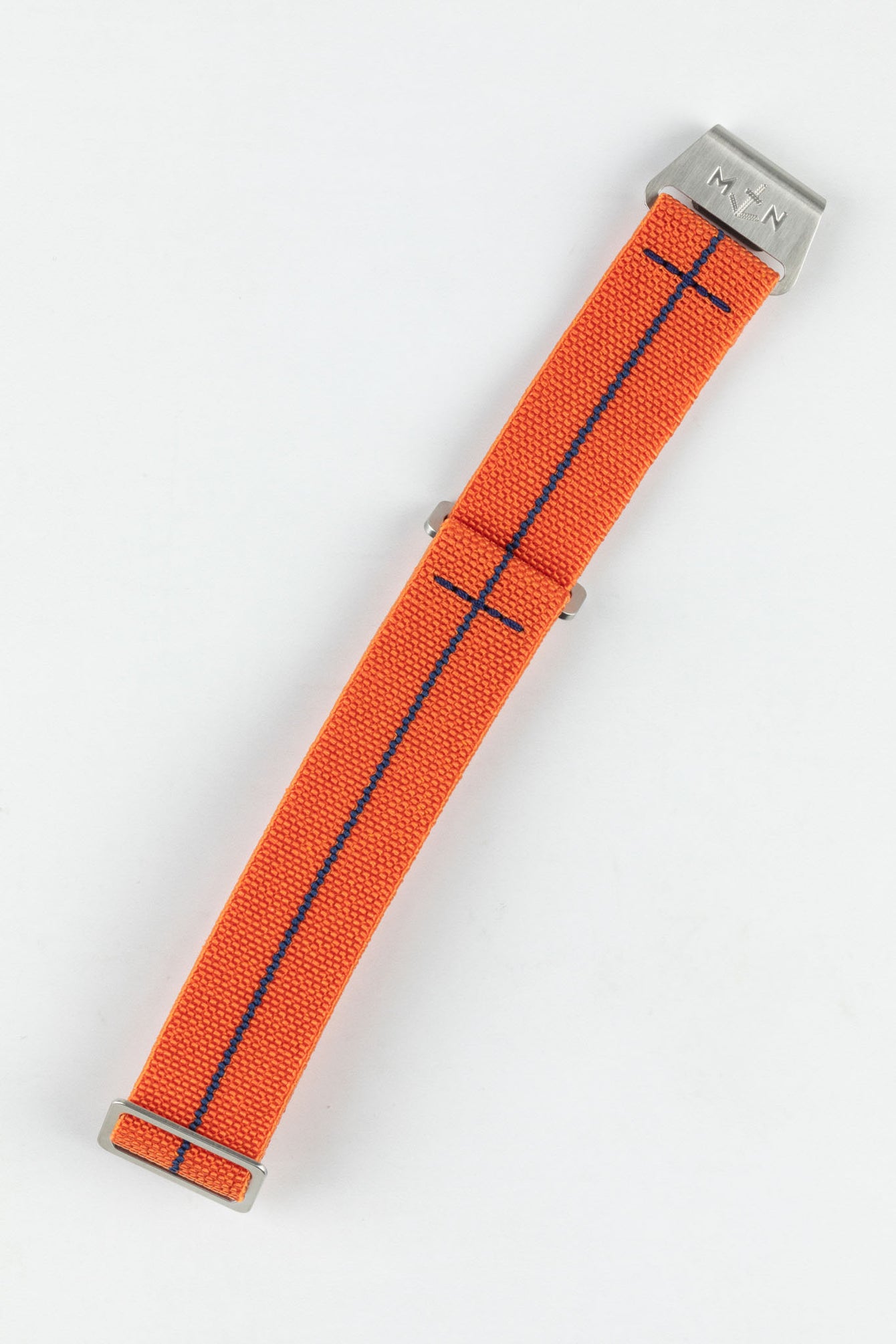 Erika's Originals ORANGE MN™ Strap with NAVY BLUE Centerline - BRUSHED Hardware