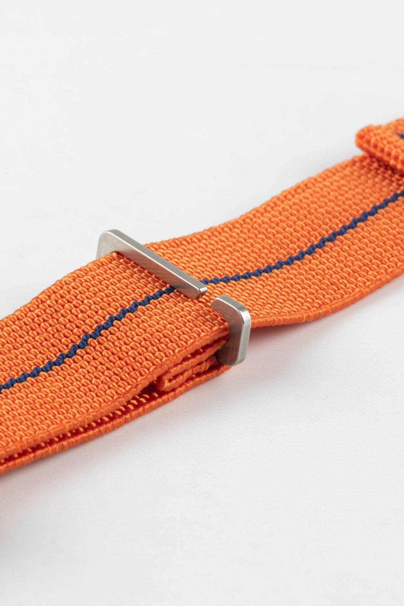 Erika's Originals ORANGE MN™ Strap with NAVY BLUE Centerline - BRUSHED Hardware