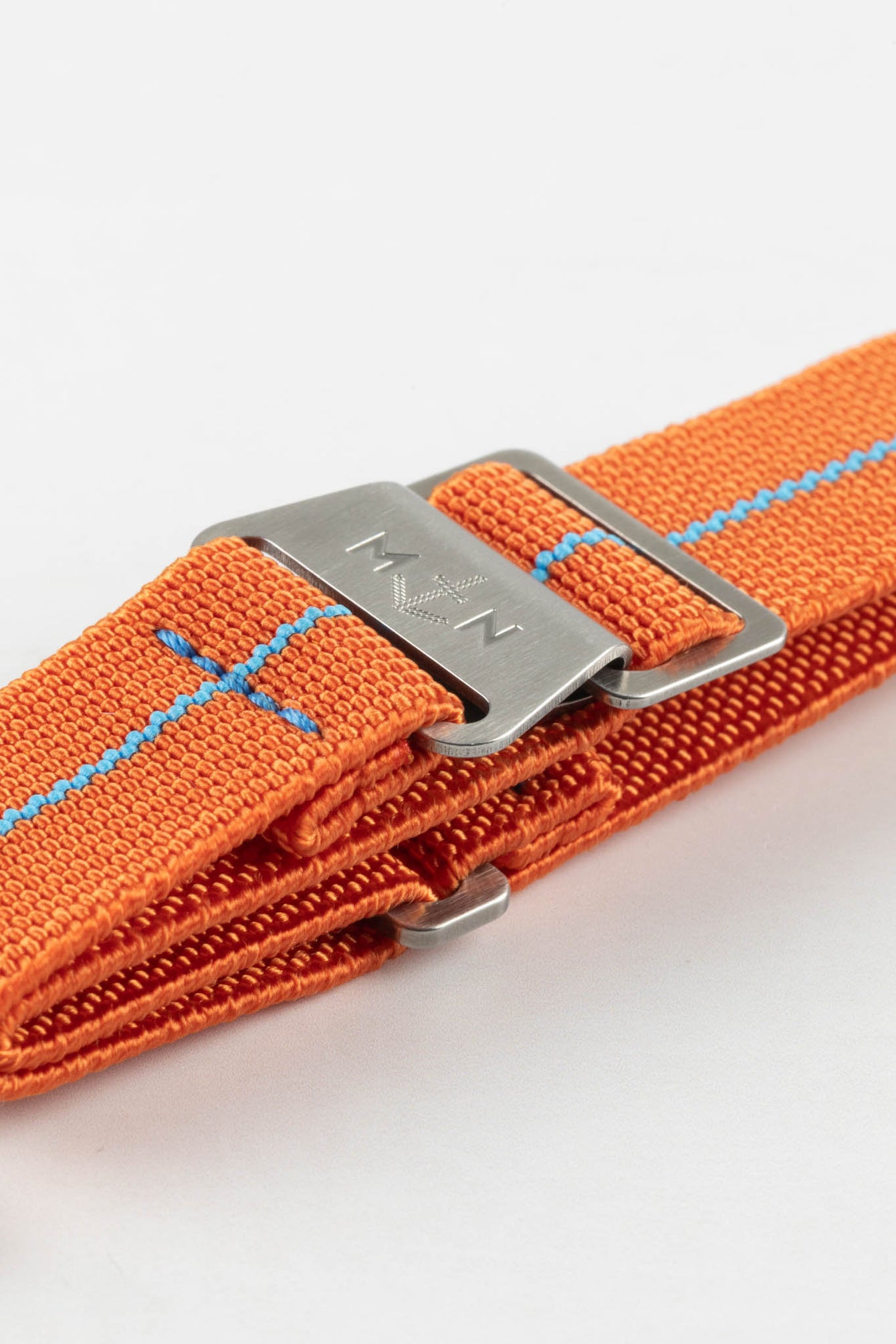 Erika's Originals ORANGE MN™ Strap with TURQUOISE Centerline - BRUSHED Hardware