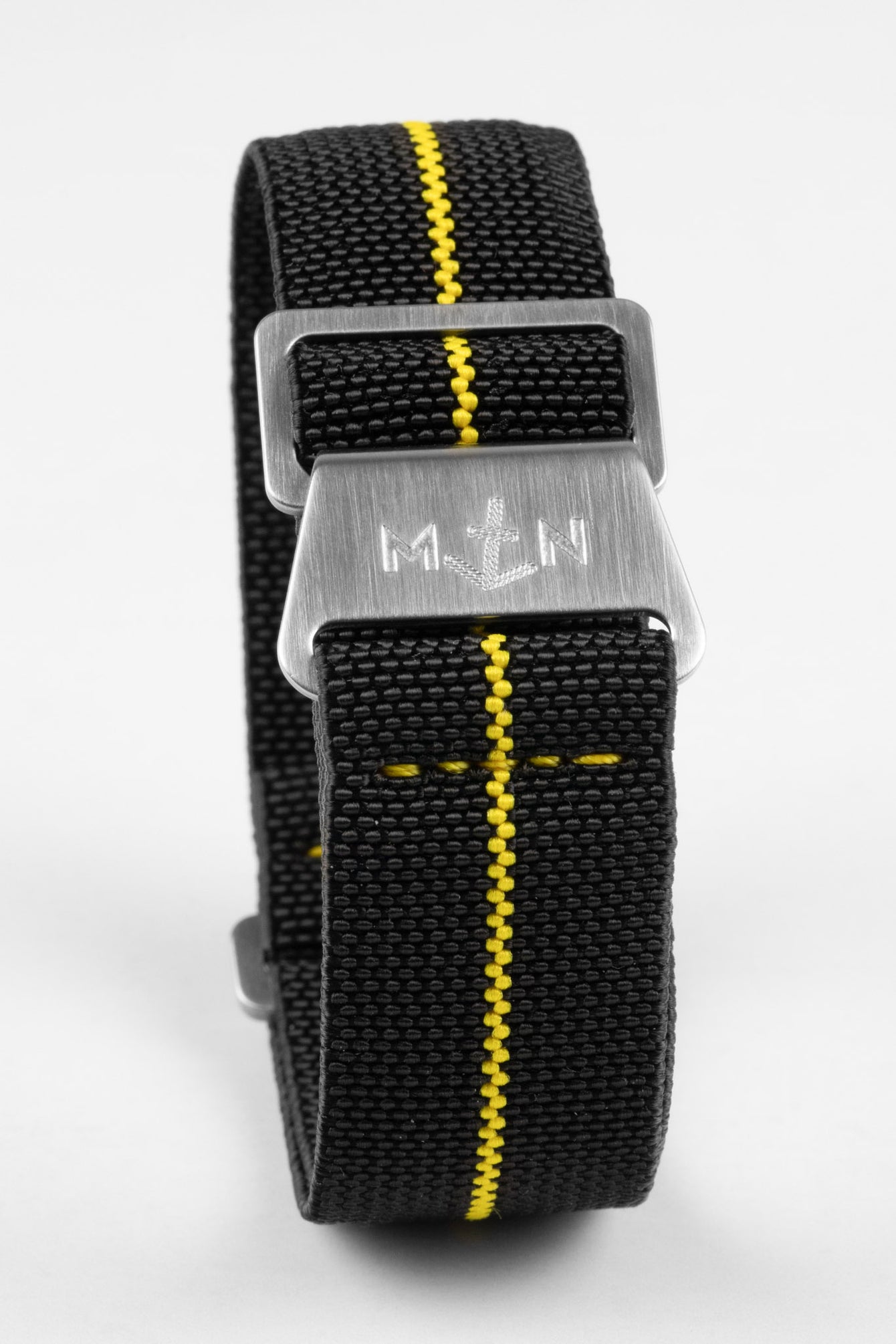 Erika's Originals BLACK OPS MN™ Strap with YELLOW Centerline - BRUSHED Hardware