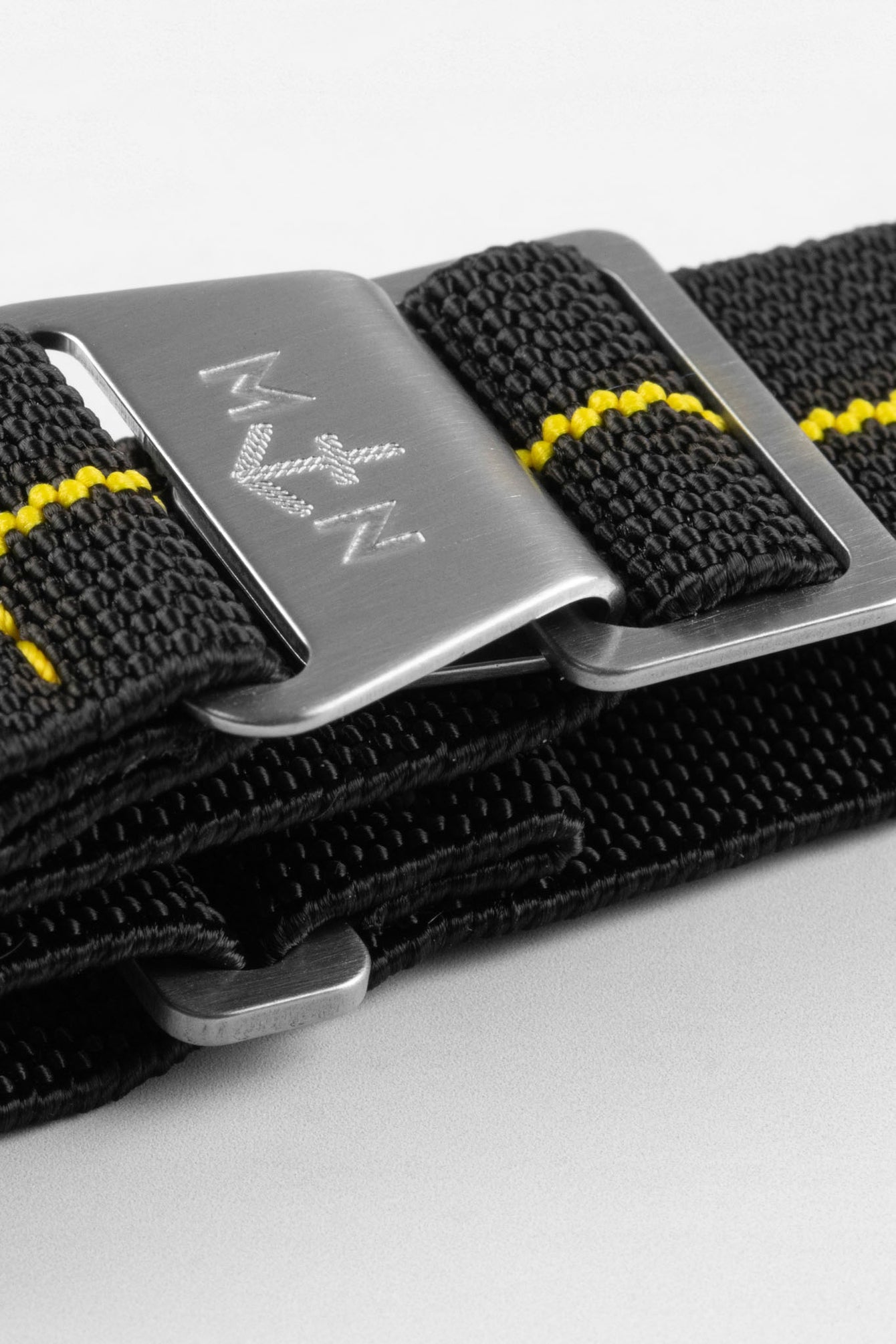 Erika's Originals BLACK OPS MN™ Strap with YELLOW Centerline - BRUSHED Hardware