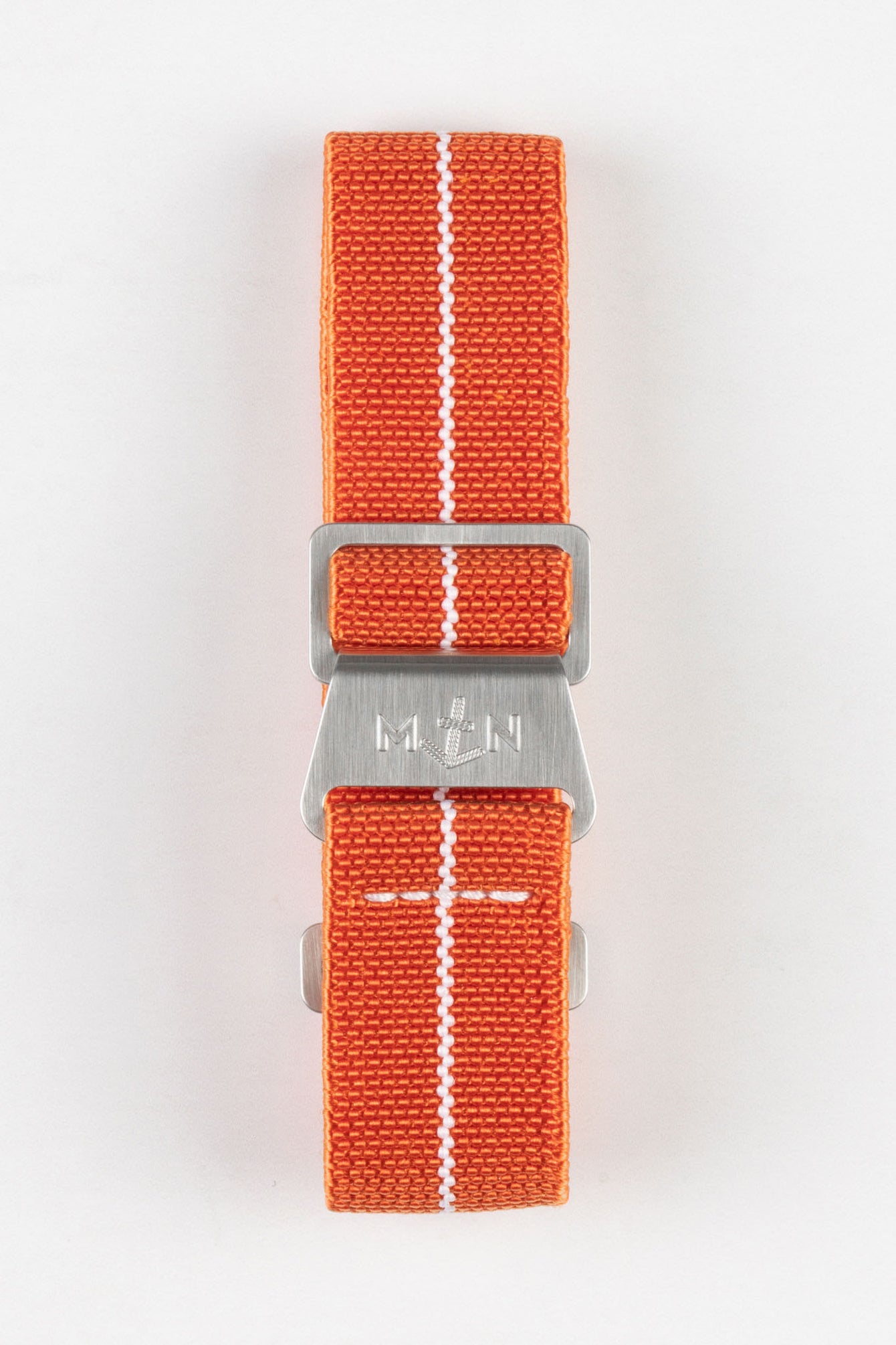 Erika's Originals ORANGE MN™ Strap with WHITE Centerline - BRUSHED Hardware