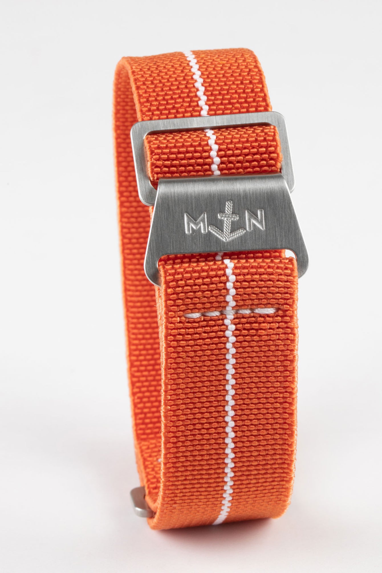 Erika's Originals ORANGE MN™ Strap with WHITE Centerline - BRUSHED Hardware