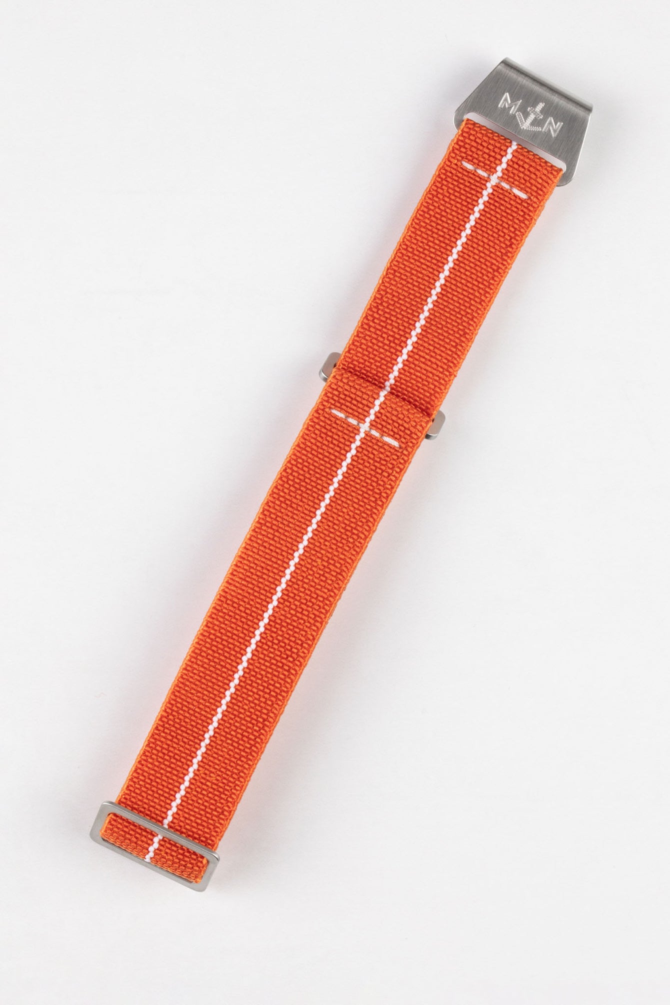 Erika's Originals ORANGE MN™ Strap with WHITE Centerline - BRUSHED Hardware