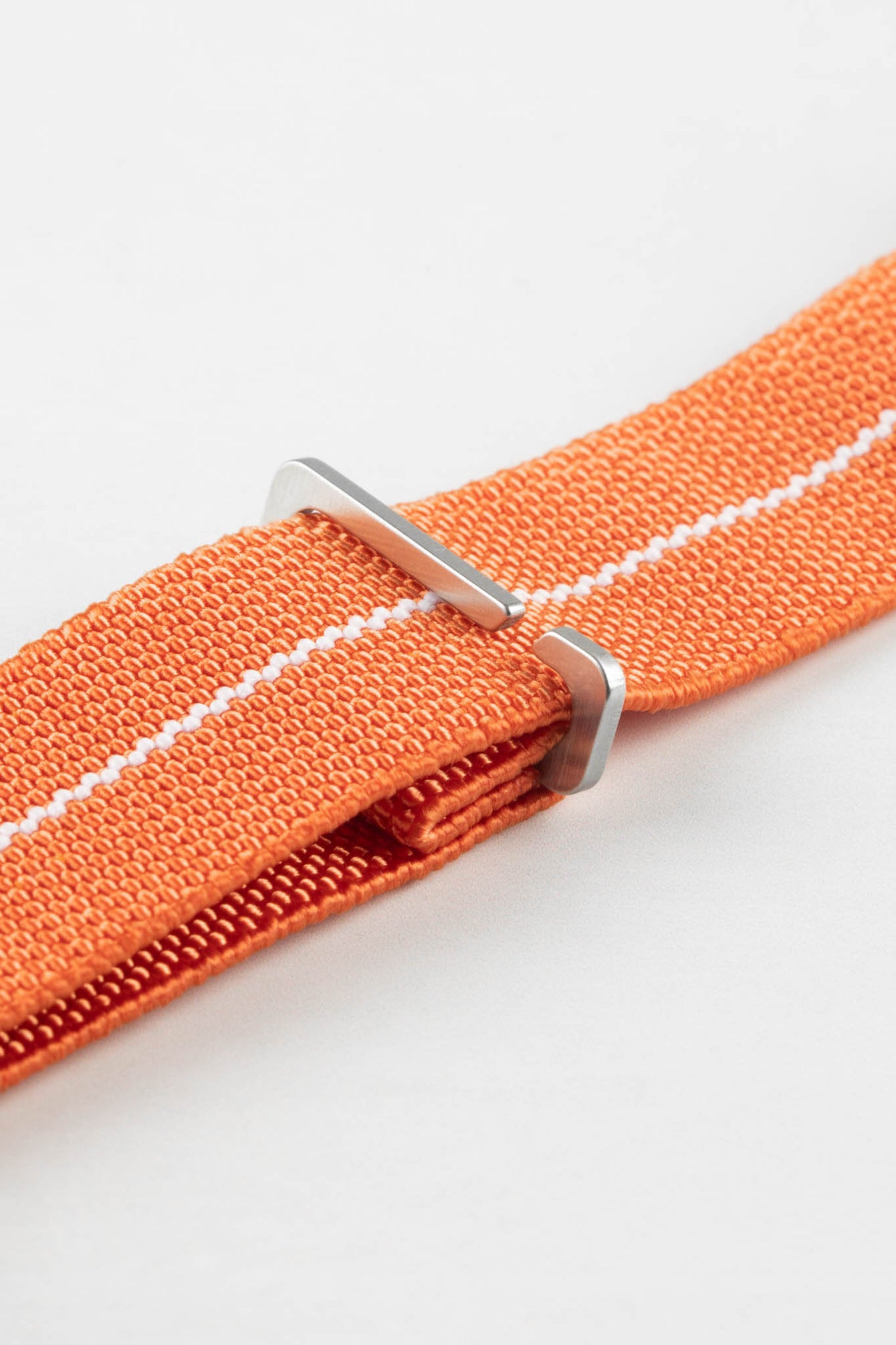 Erika's Originals ORANGE MN™ Strap with WHITE Centerline - BRUSHED Hardware