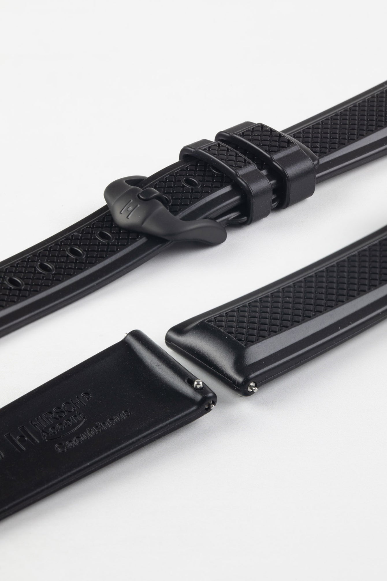 Hirsch ACCENT Natural Rubber Watch Strap in BLACK