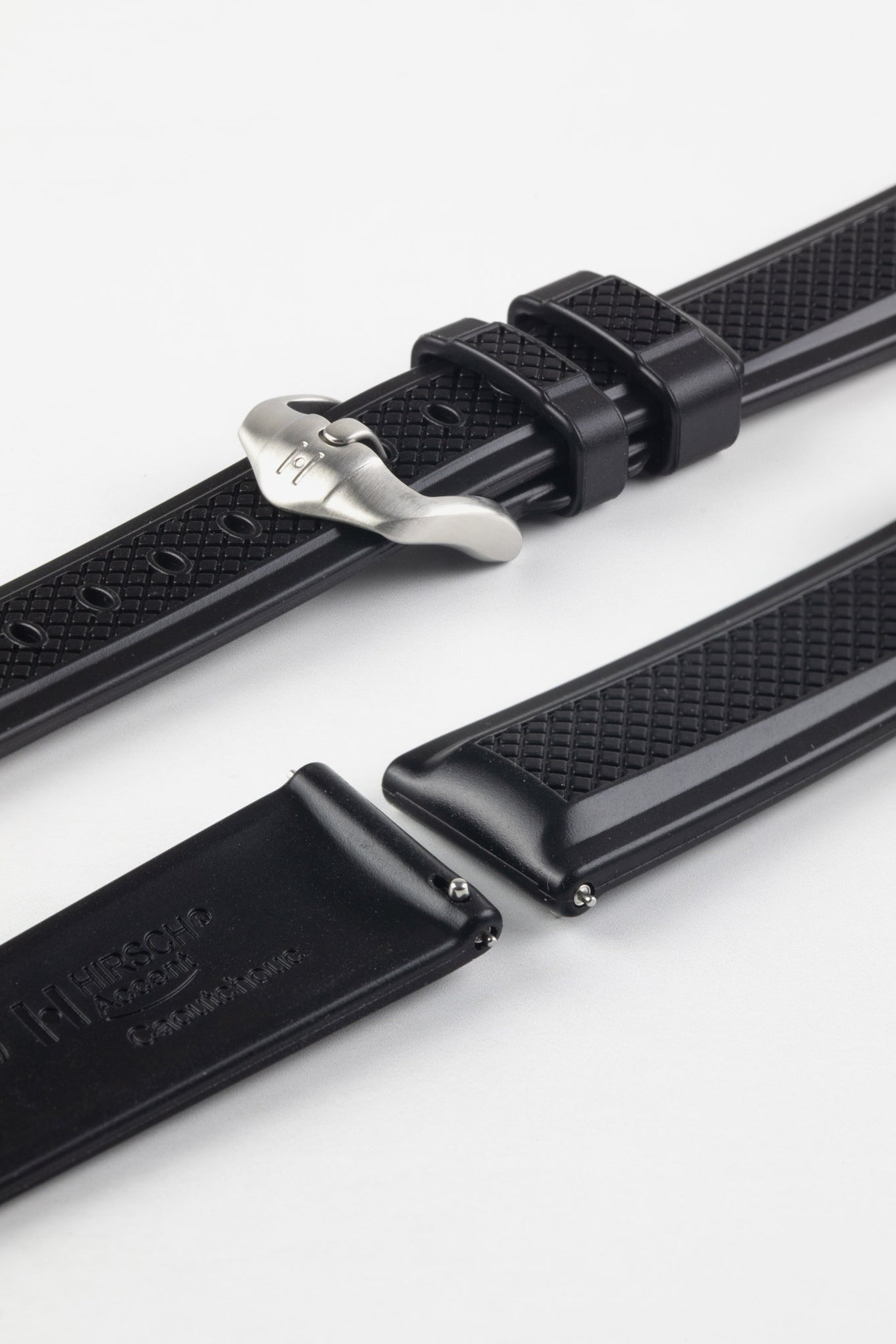 Hirsch ACCENT Natural Rubber Watch Strap in BLACK