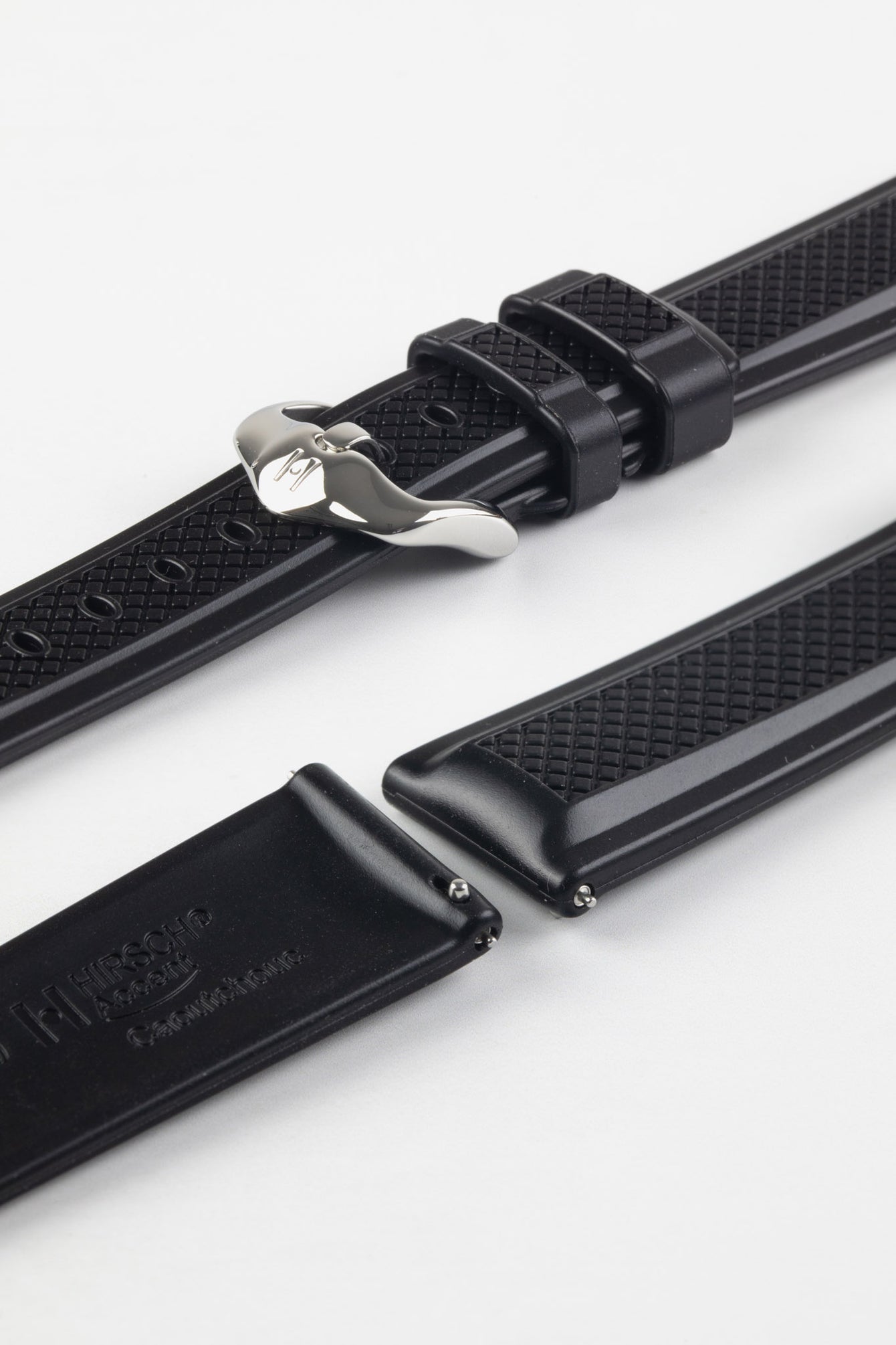 Hirsch ACCENT Natural Rubber Watch Strap in BLACK