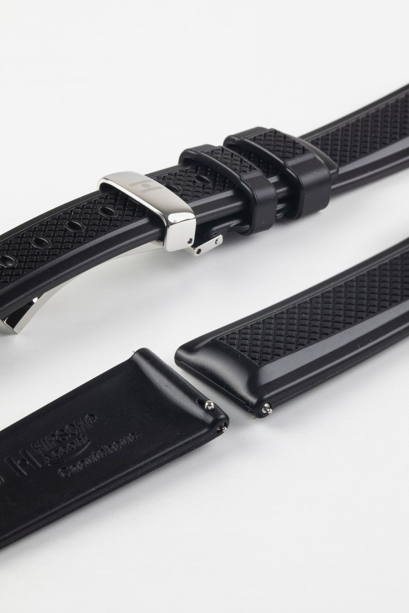 Hirsch ACCENT Natural Rubber Watch Strap in BLACK