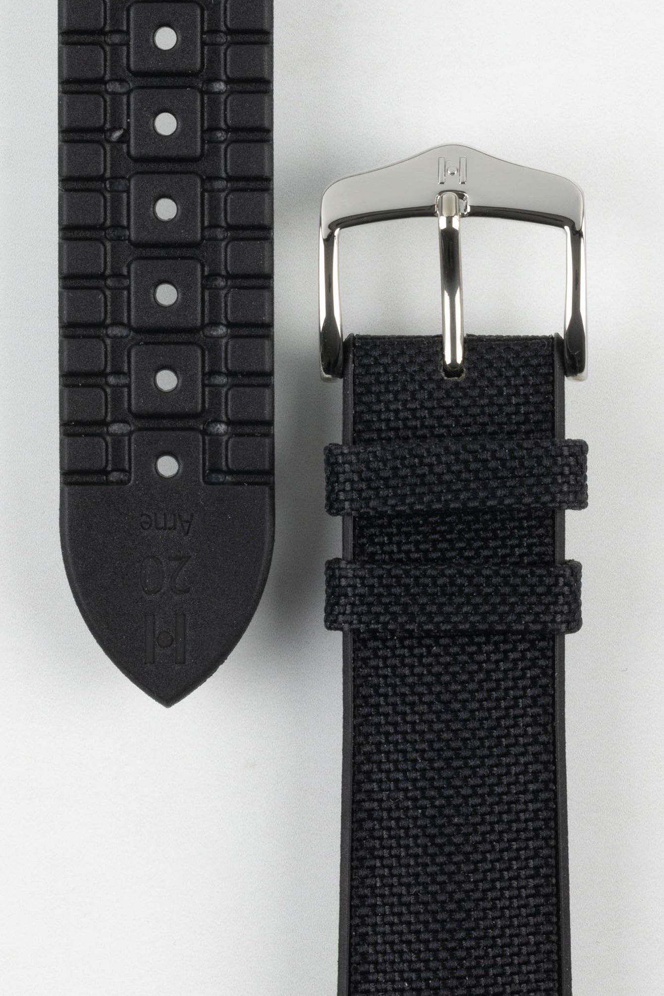 Hirsch ARNE Animal-Free Sailcloth Effect Performance Watch Strap - BLACK/BLACK