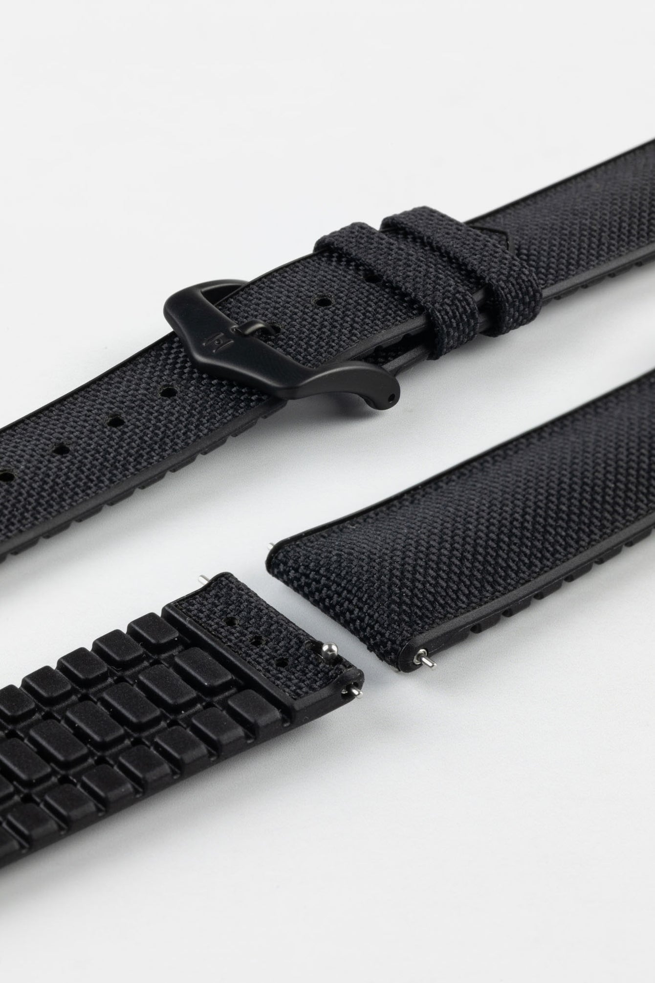 Hirsch ARNE Animal-Free Sailcloth Effect Performance Watch Strap - BLACK/BLACK