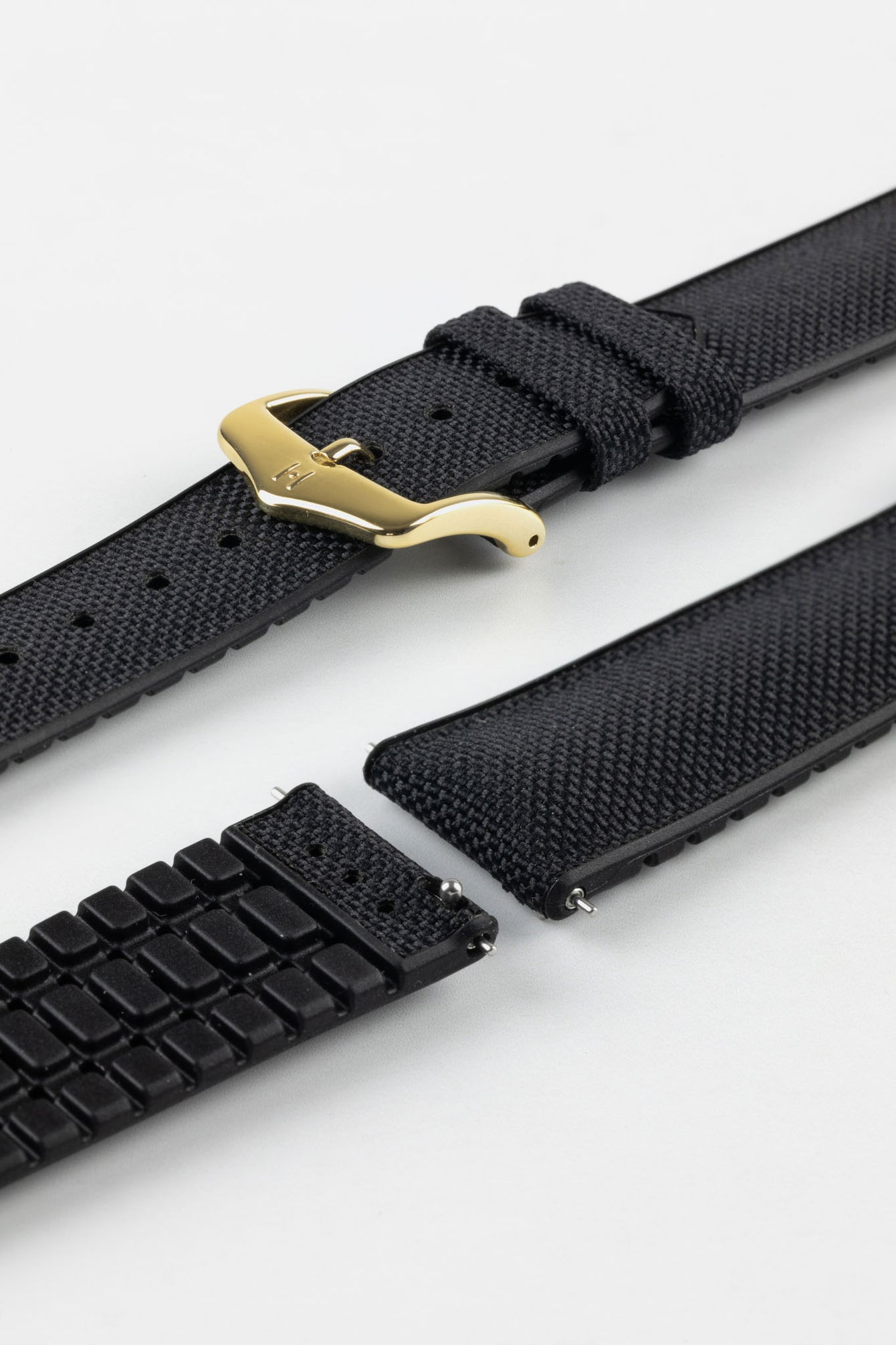 Hirsch ARNE Animal-Free Sailcloth Effect Performance Watch Strap - BLACK/BLACK