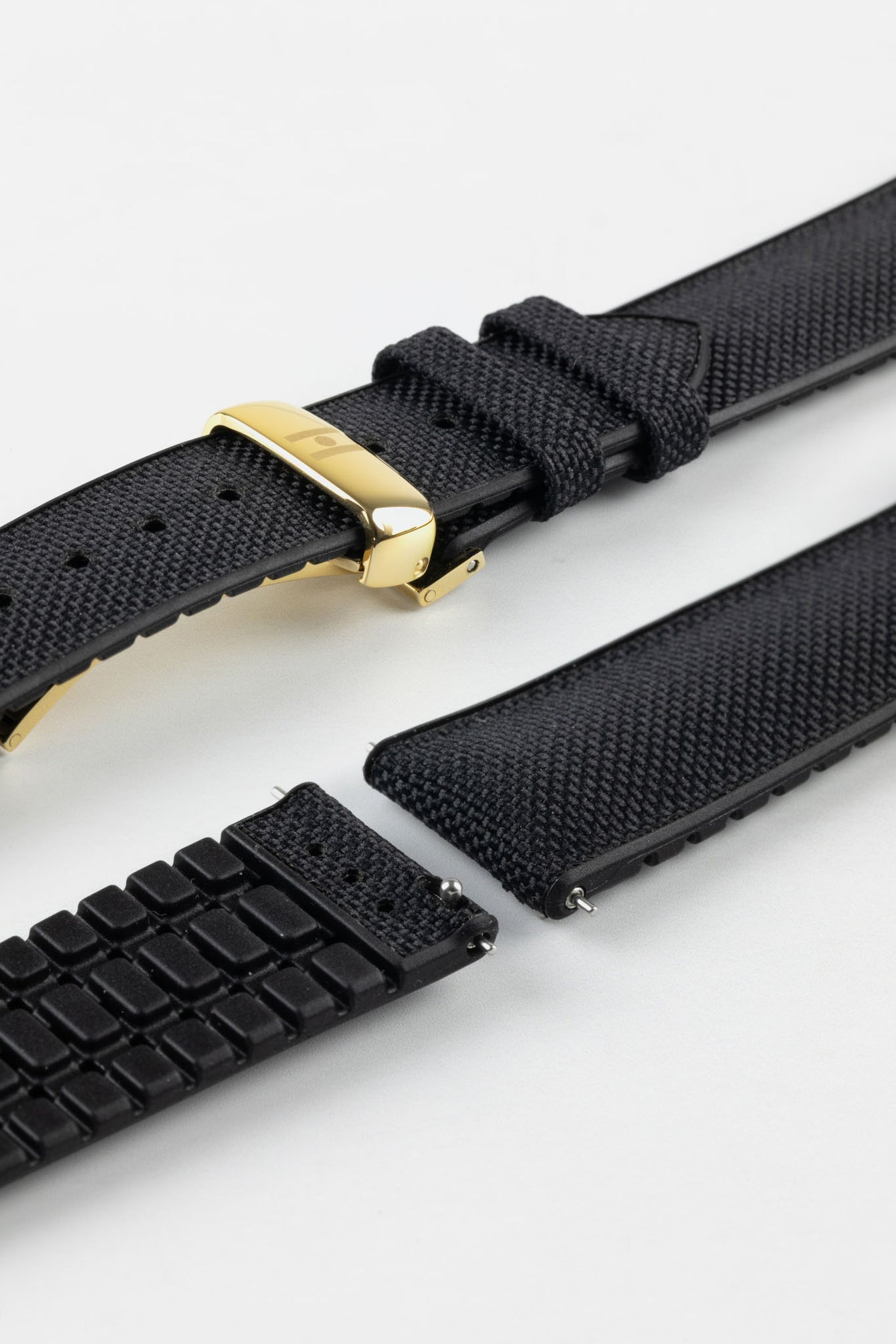 Hirsch ARNE Animal-Free Sailcloth Effect Performance Watch Strap - BLACK/BLACK