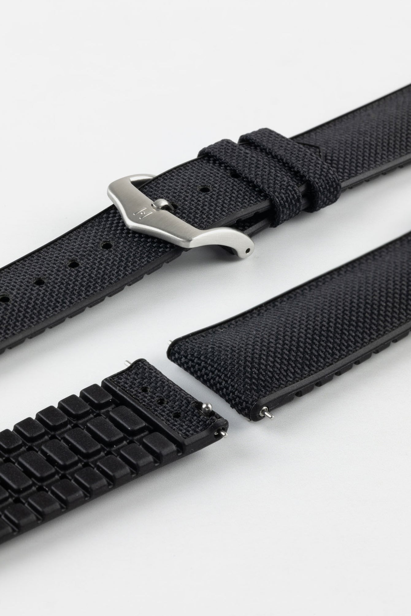 Hirsch ARNE Animal-Free Sailcloth Effect Performance Watch Strap - BLACK/BLACK