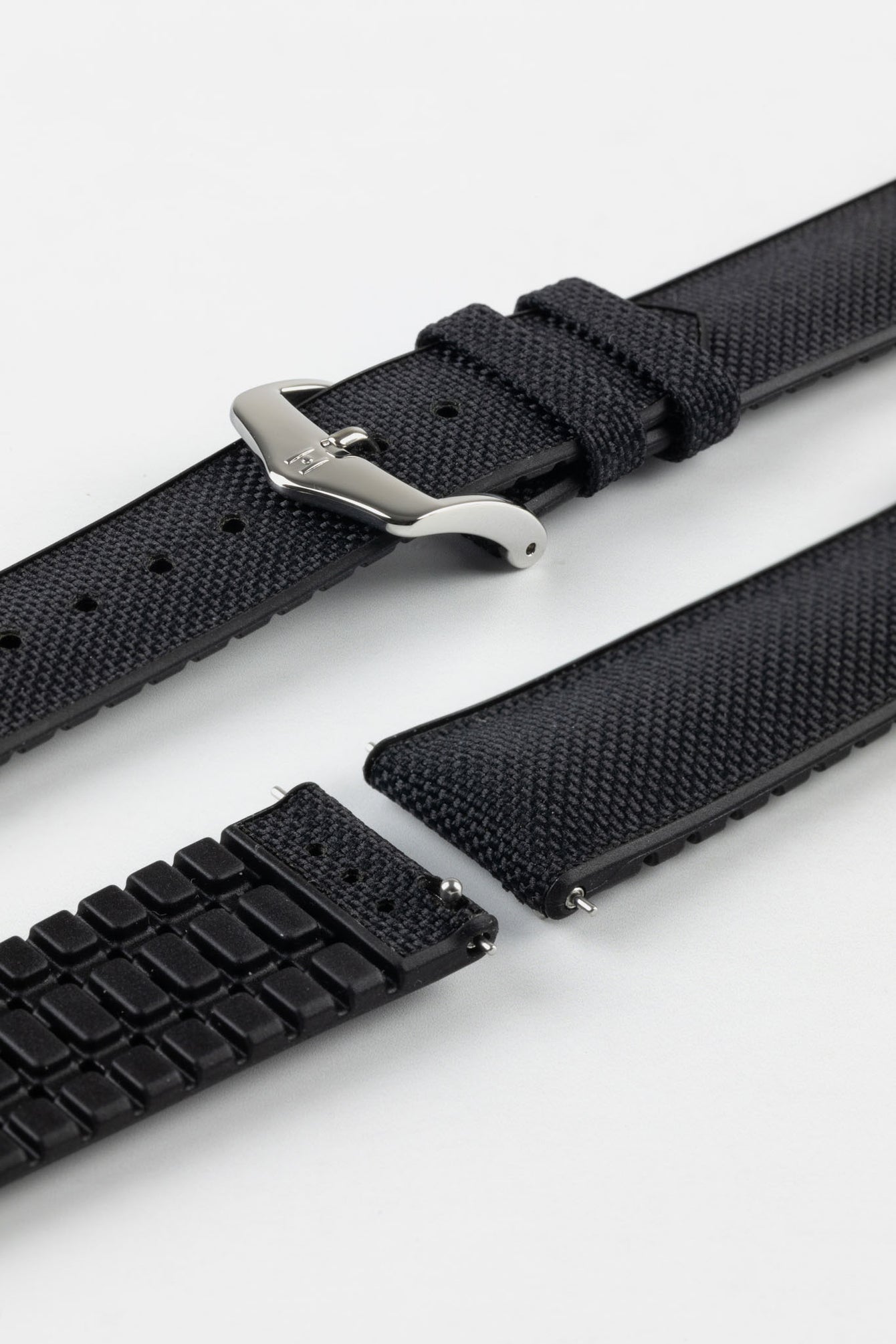 Hirsch ARNE Animal-Free Sailcloth Effect Performance Watch Strap - BLACK/BLACK