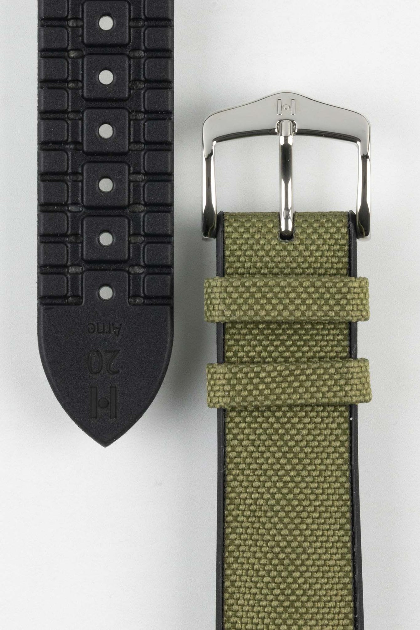 Hirsch ARNE Animal-Free Sailcloth Effect Performance Watch Strap - GREEN/BLACK