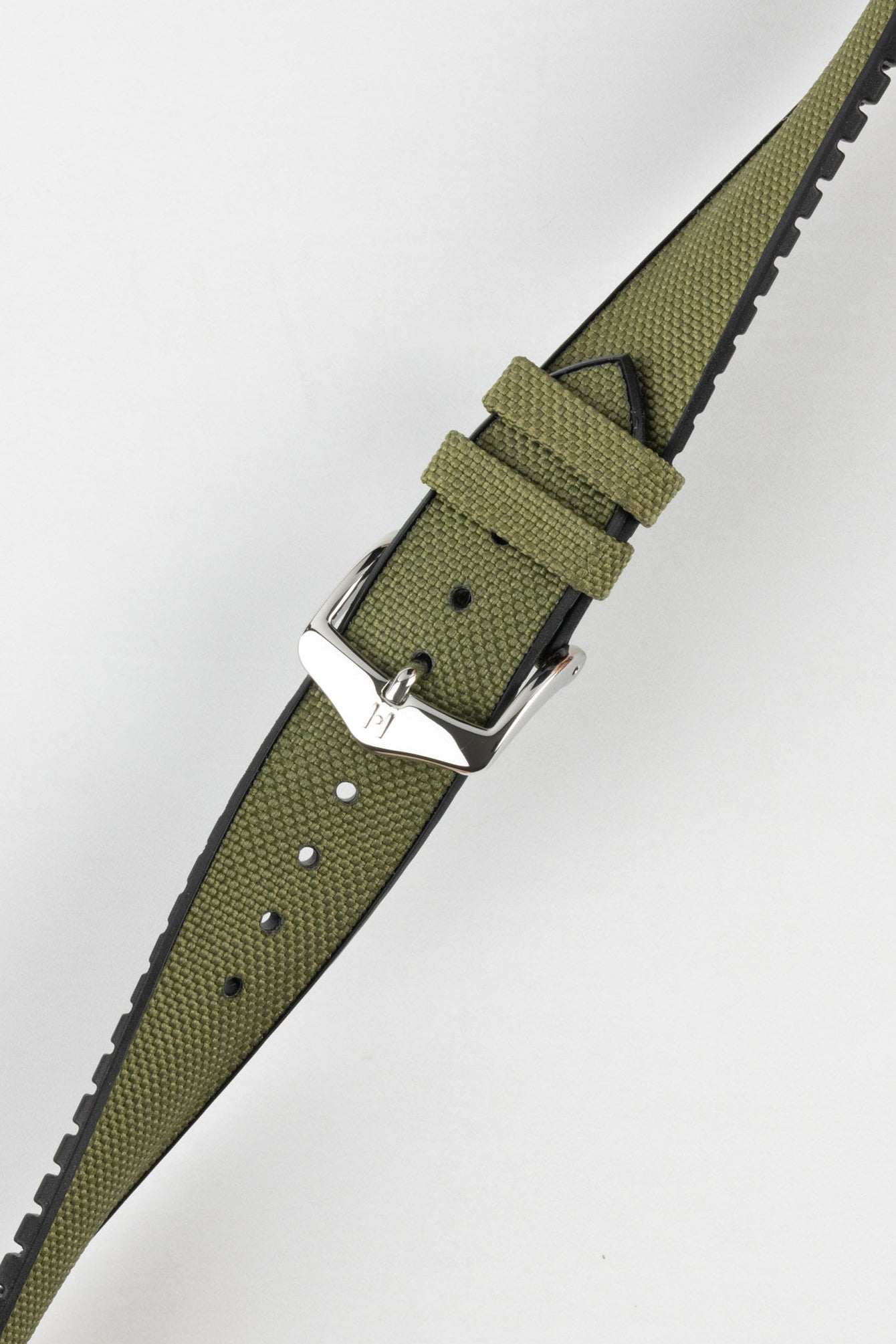 Hirsch ARNE Animal-Free Sailcloth Effect Performance Watch Strap - GREEN/BLACK