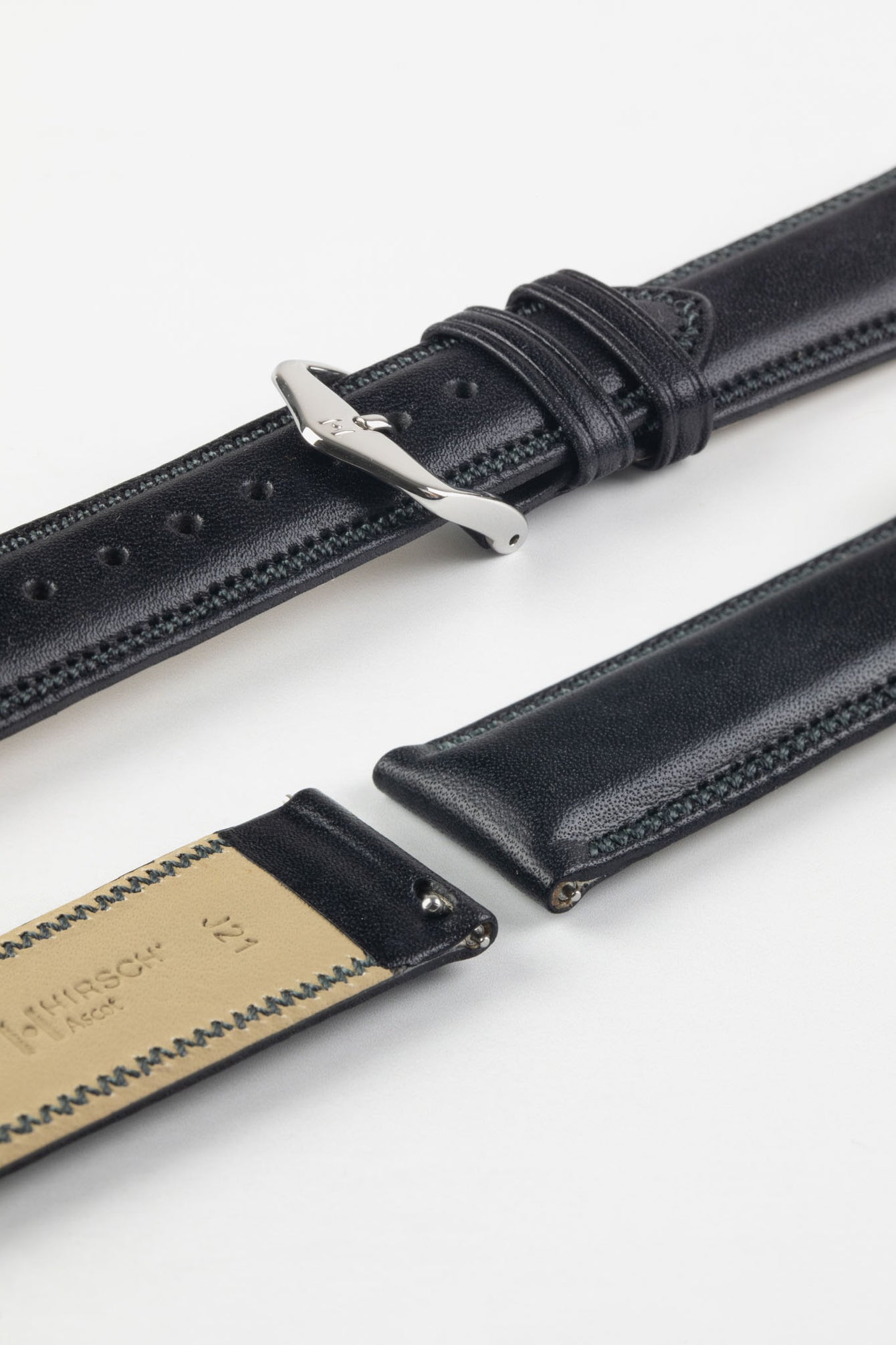 Hirsch ASCOT English Leather Watch Strap in BLACK