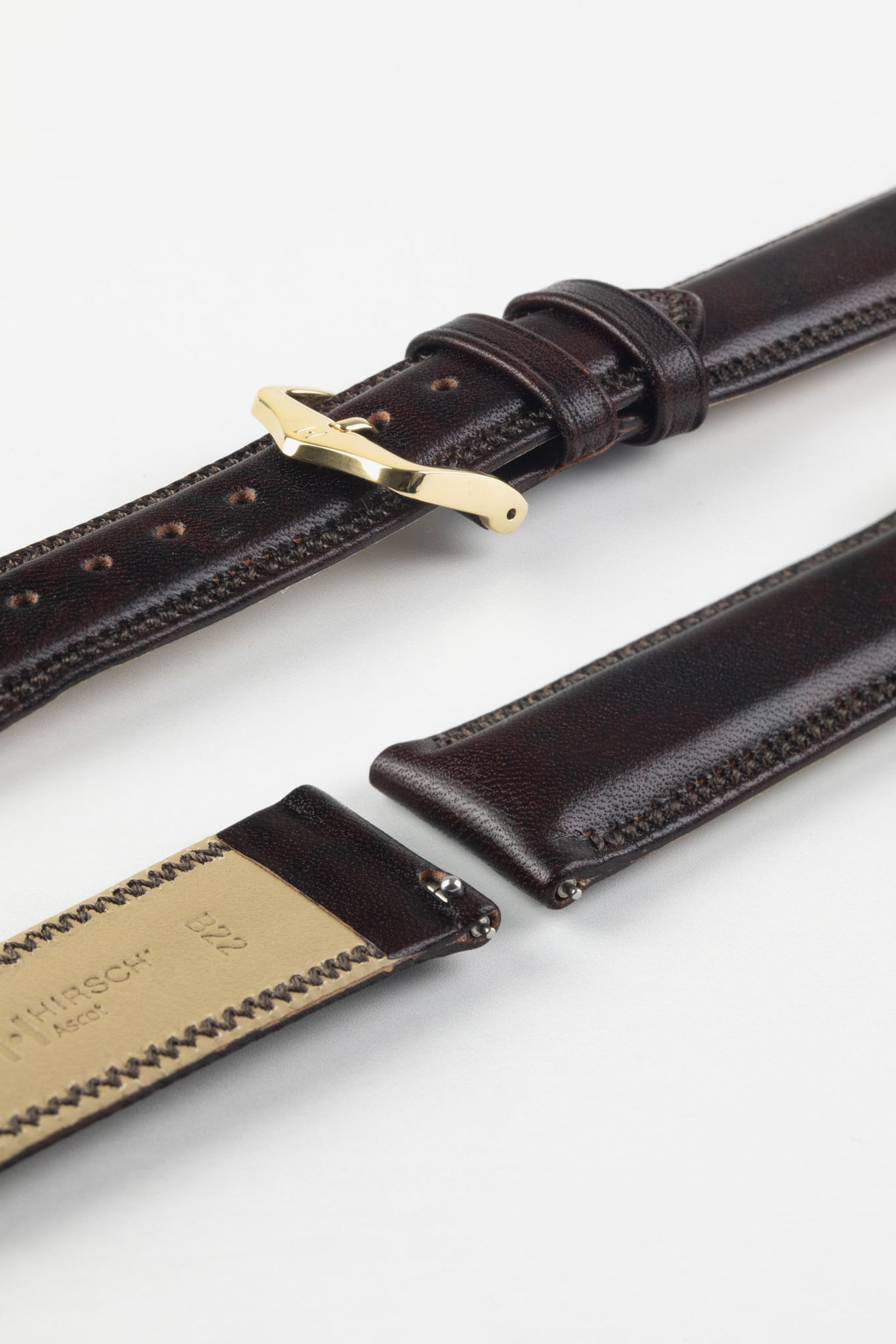 Hirsch ASCOT English Leather Watch Strap in BROWN