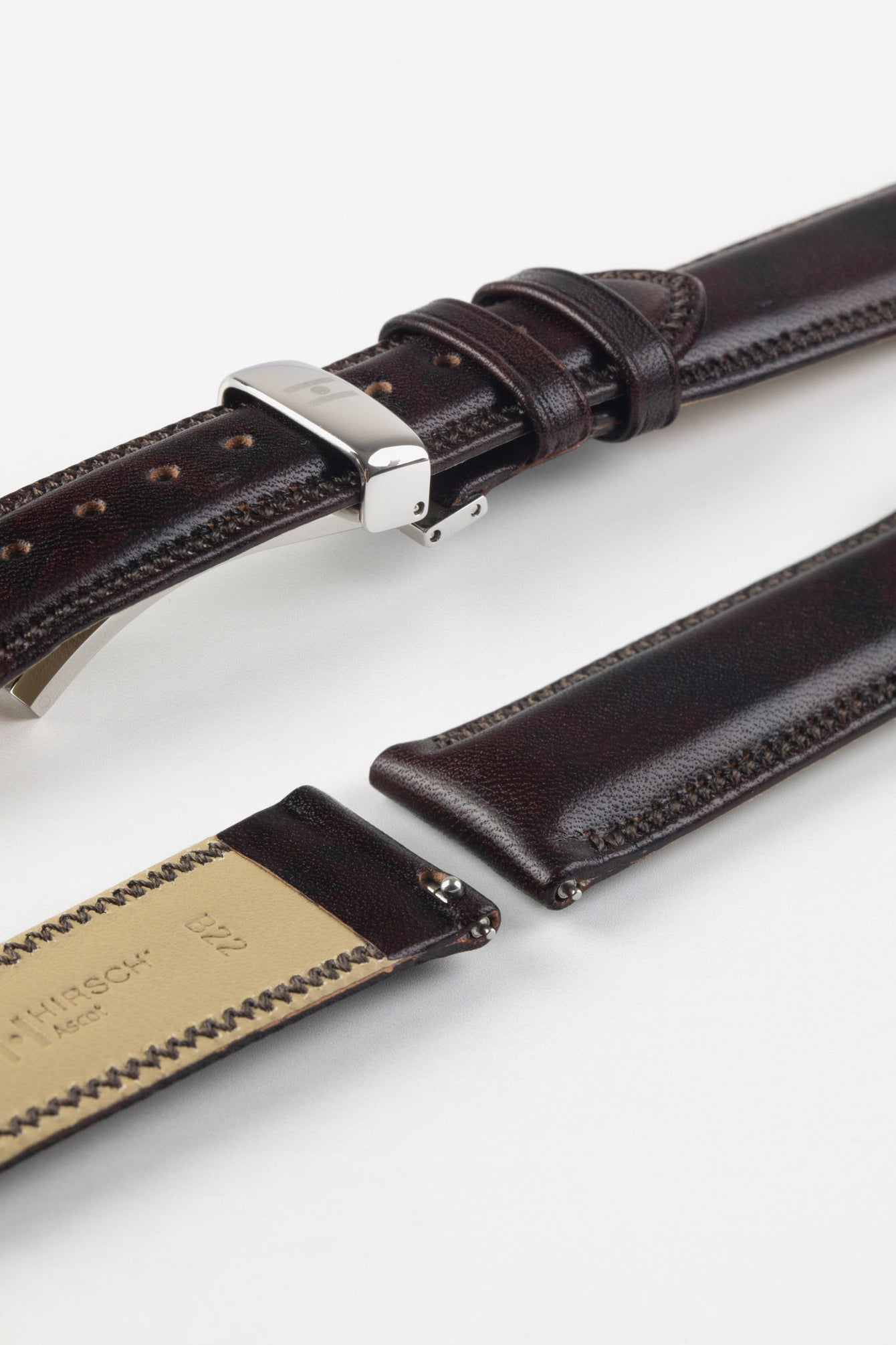 Hirsch ASCOT English Leather Watch Strap in BROWN