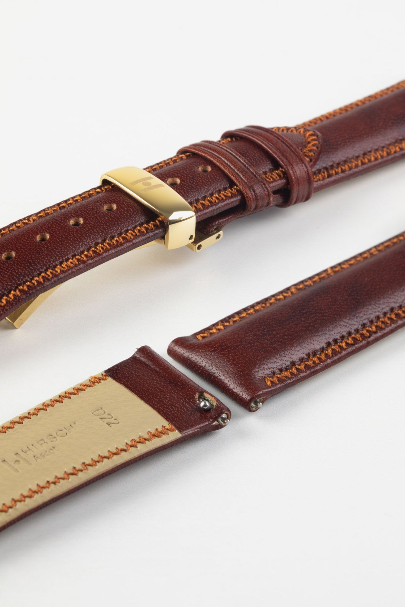 Hirsch ASCOT Gold Brown English Leather Watch Strap