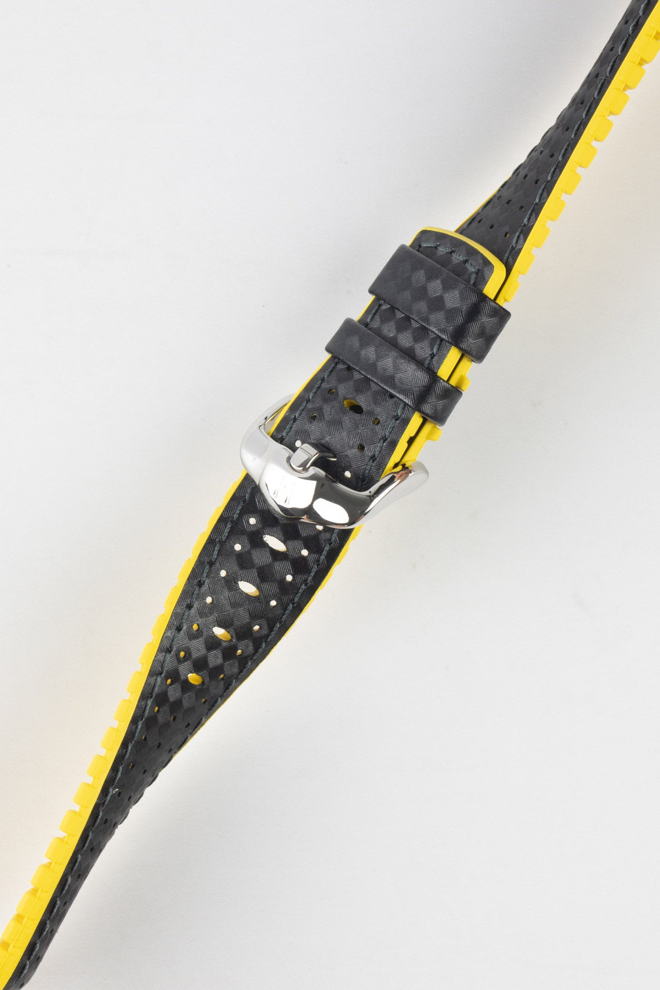 Hirsch AYRTON Performance Carbon Embossed Watch Strap in BLACK/YELLOW