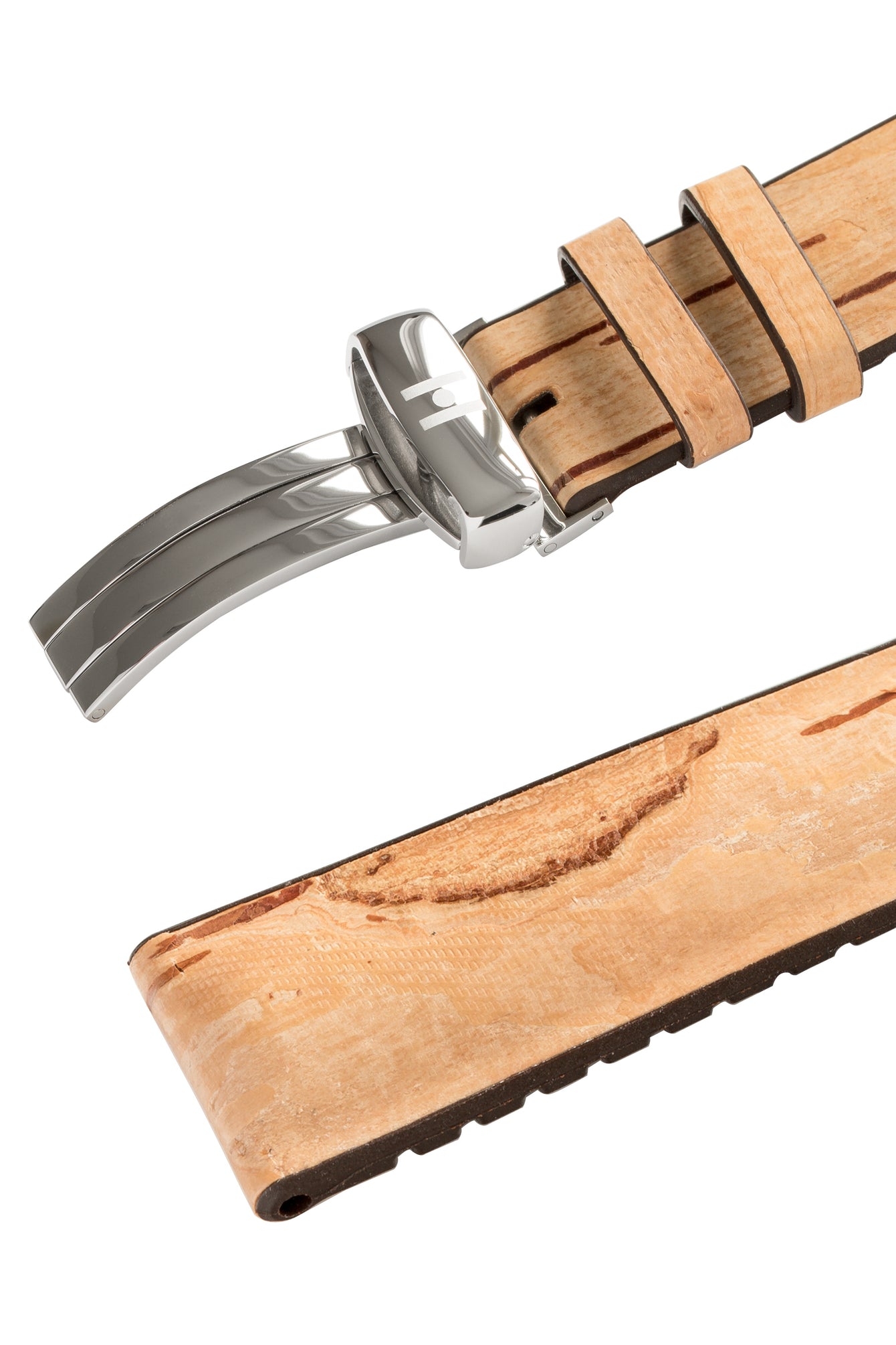 Hirsch Birch Tree Bark Deployment Watch Strap in Beige (Keepers)