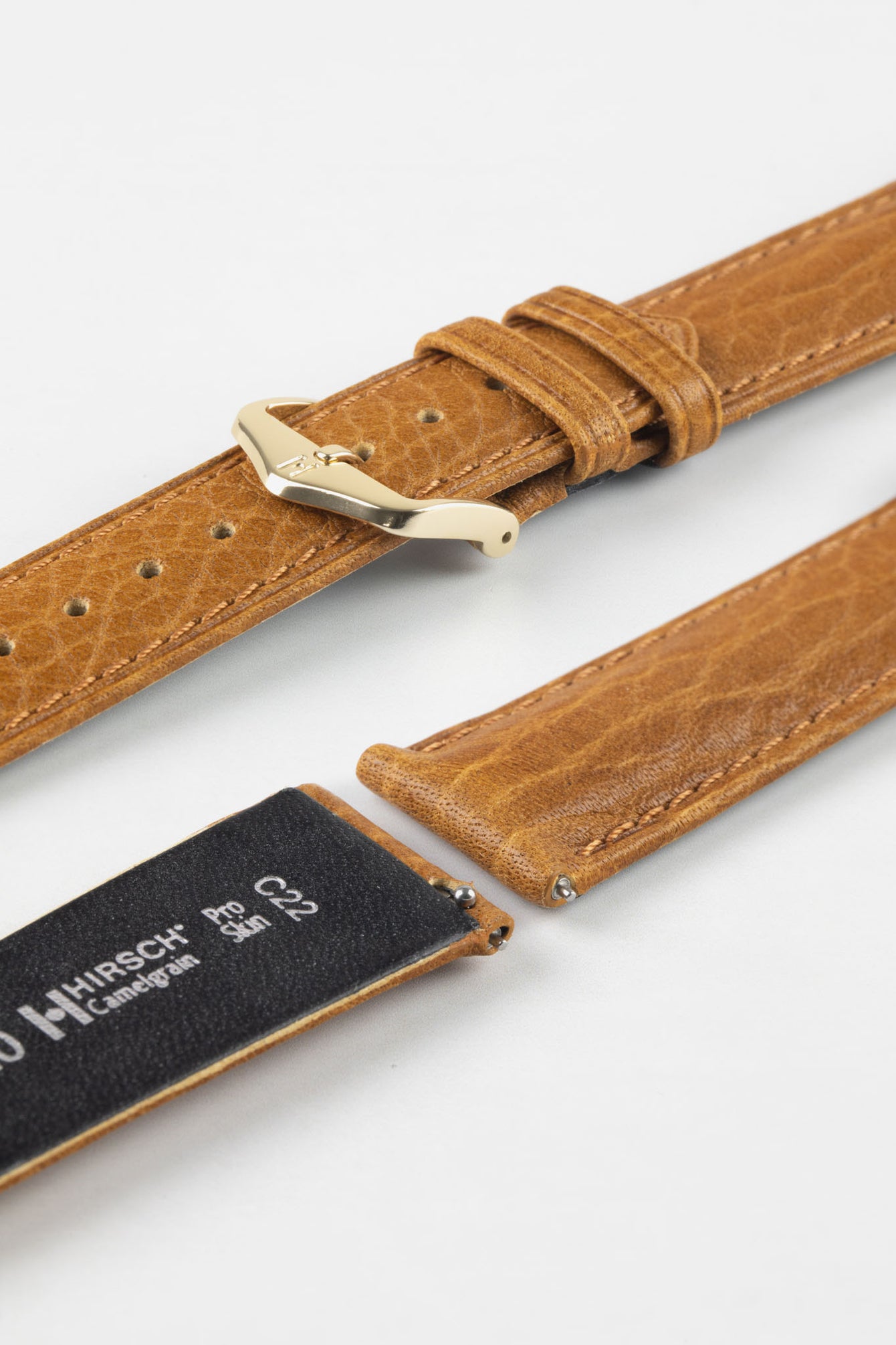 Hirsch CAMELGRAIN No Allergy Leather Watch Strap in HONEY