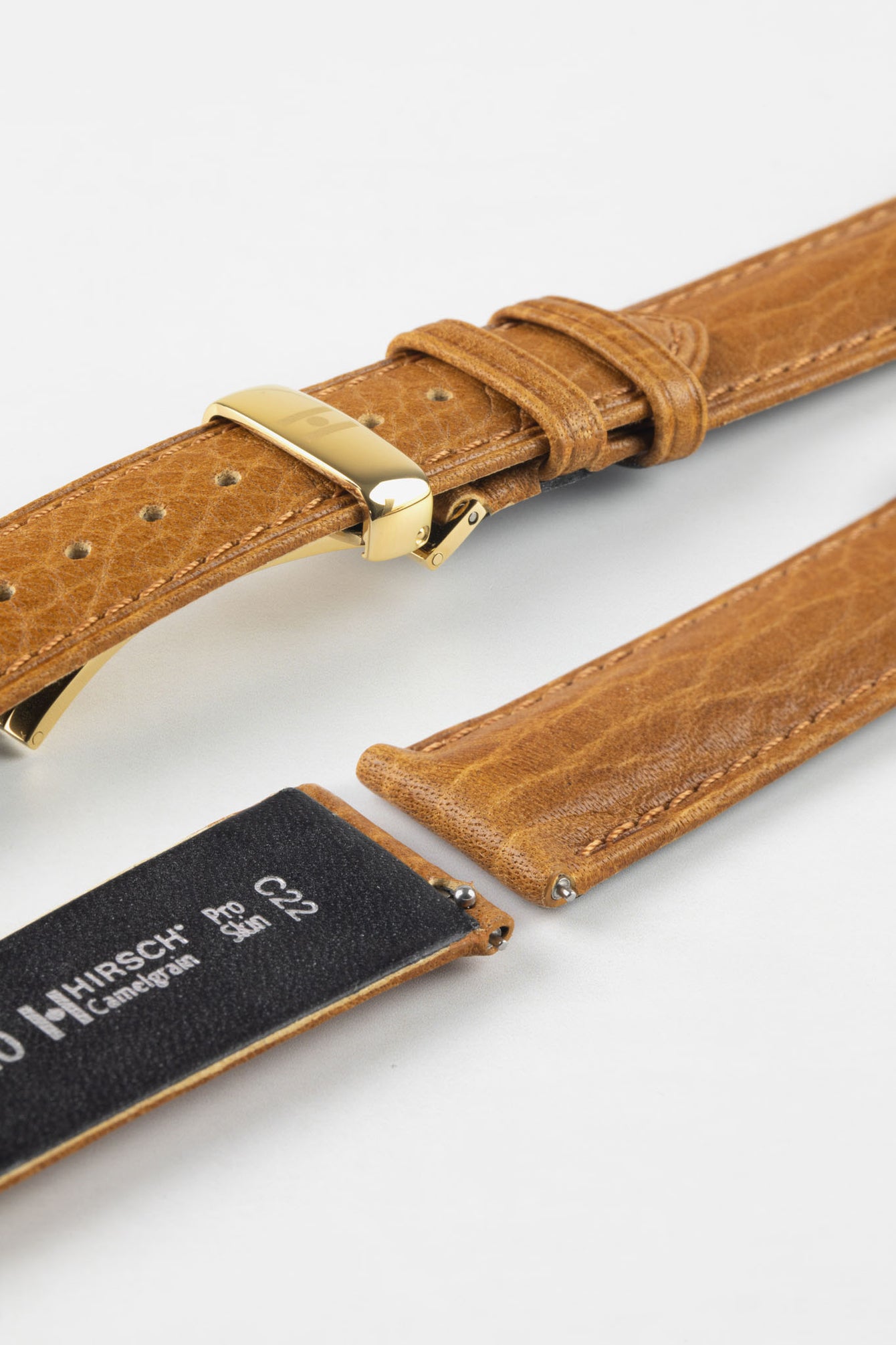 Hirsch CAMELGRAIN No Allergy Leather Watch Strap in HONEY