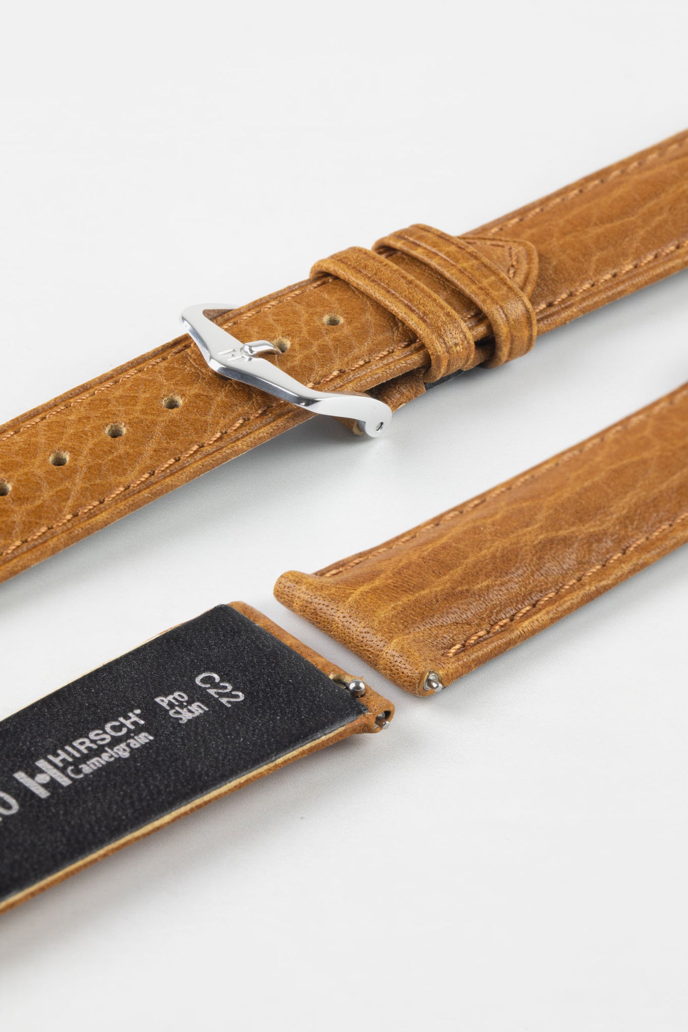 Hirsch CAMELGRAIN No Allergy Leather Watch Strap in HONEY