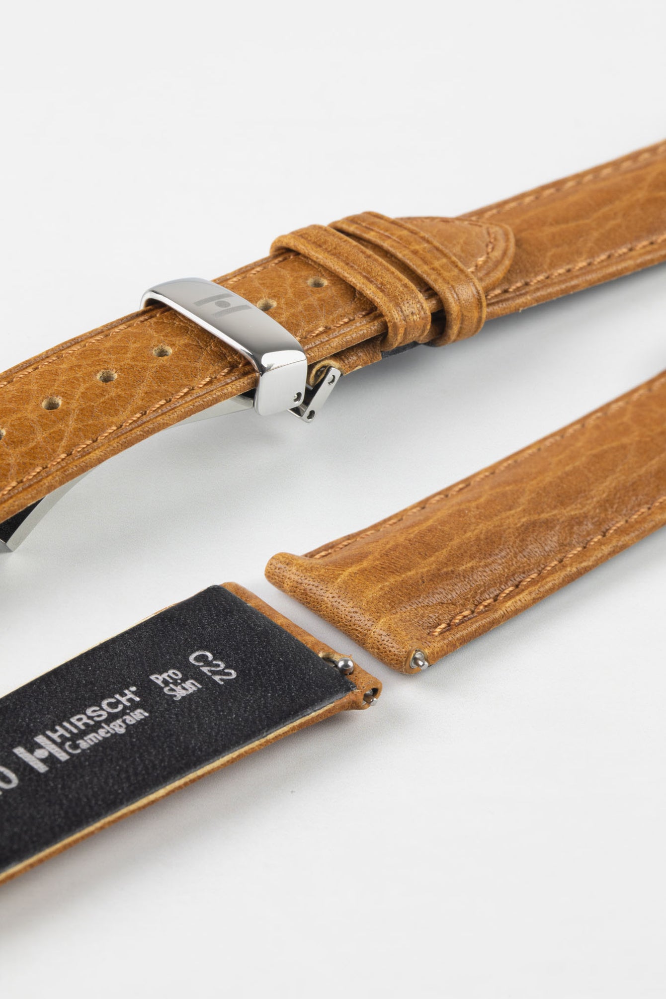 Hirsch CAMELGRAIN No Allergy Leather Watch Strap in HONEY