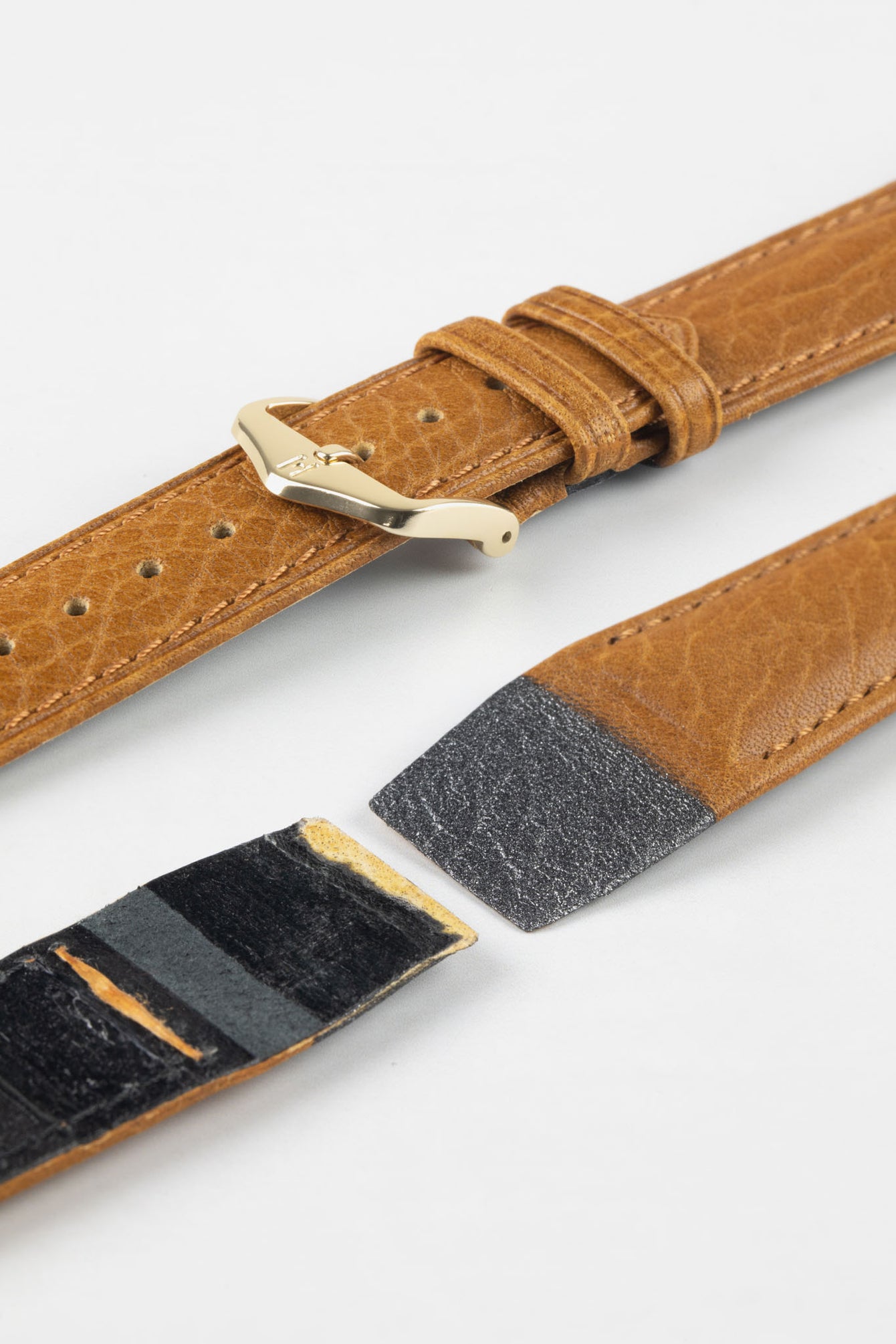 Hirsch CAMELGRAIN HONEY Open Ended No Allergy Leather Watch Strap