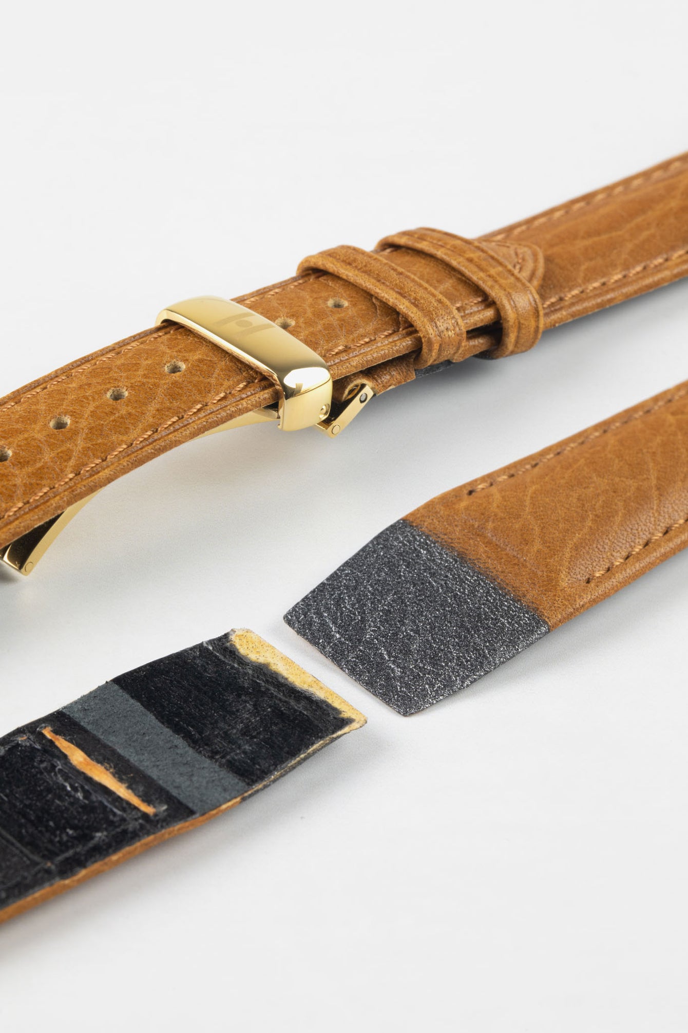 Hirsch CAMELGRAIN HONEY Open Ended No Allergy Leather Watch Strap